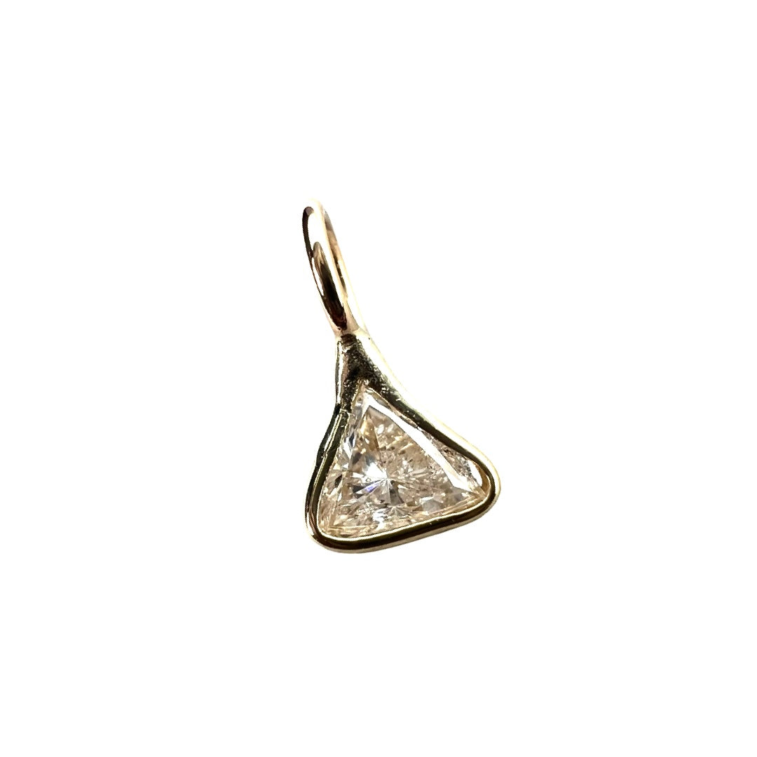 .16ct Trillion Cut Dimond Charm 14K Yellow Gold