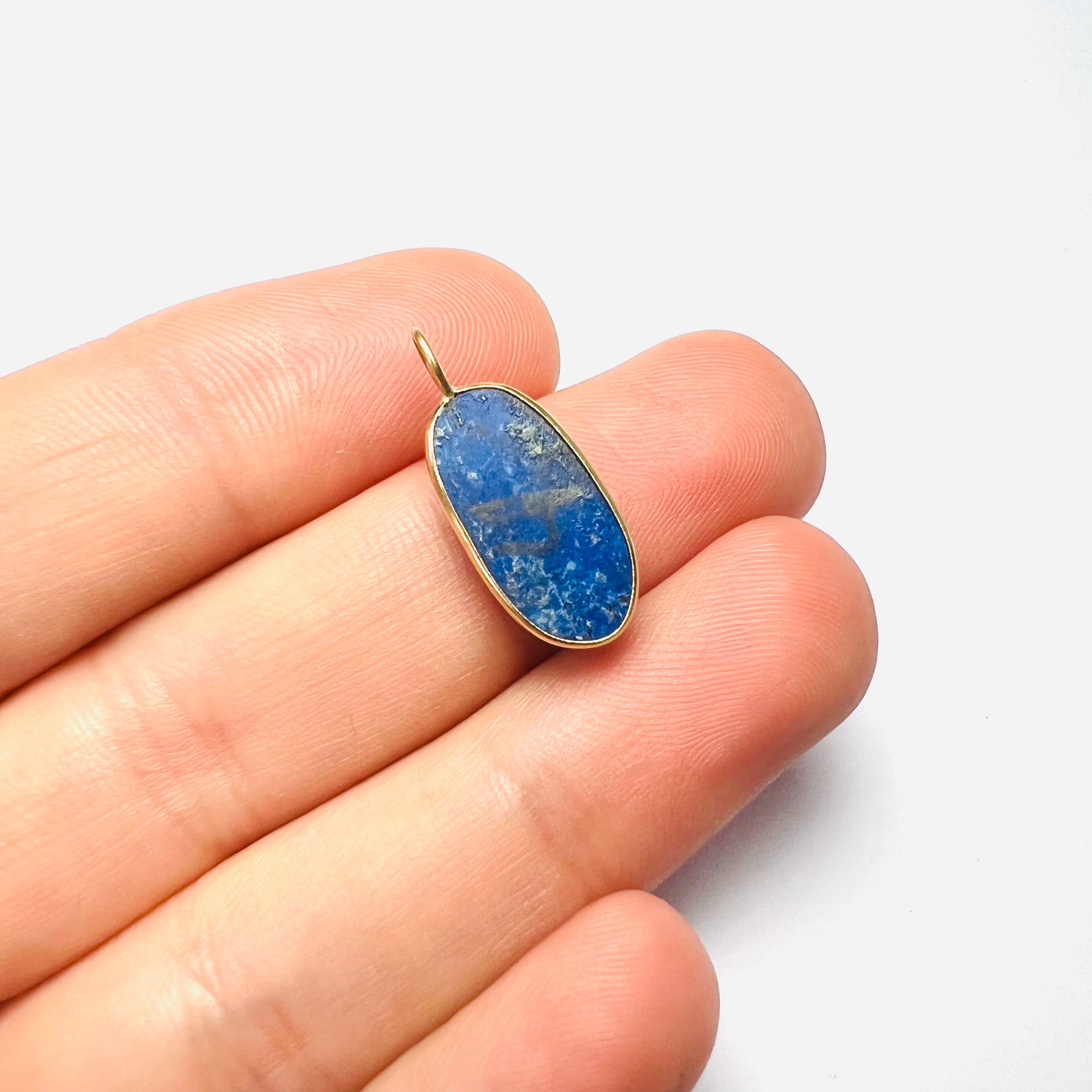 14k Lapis Yellow Gold Pendant Charm 21x9mm