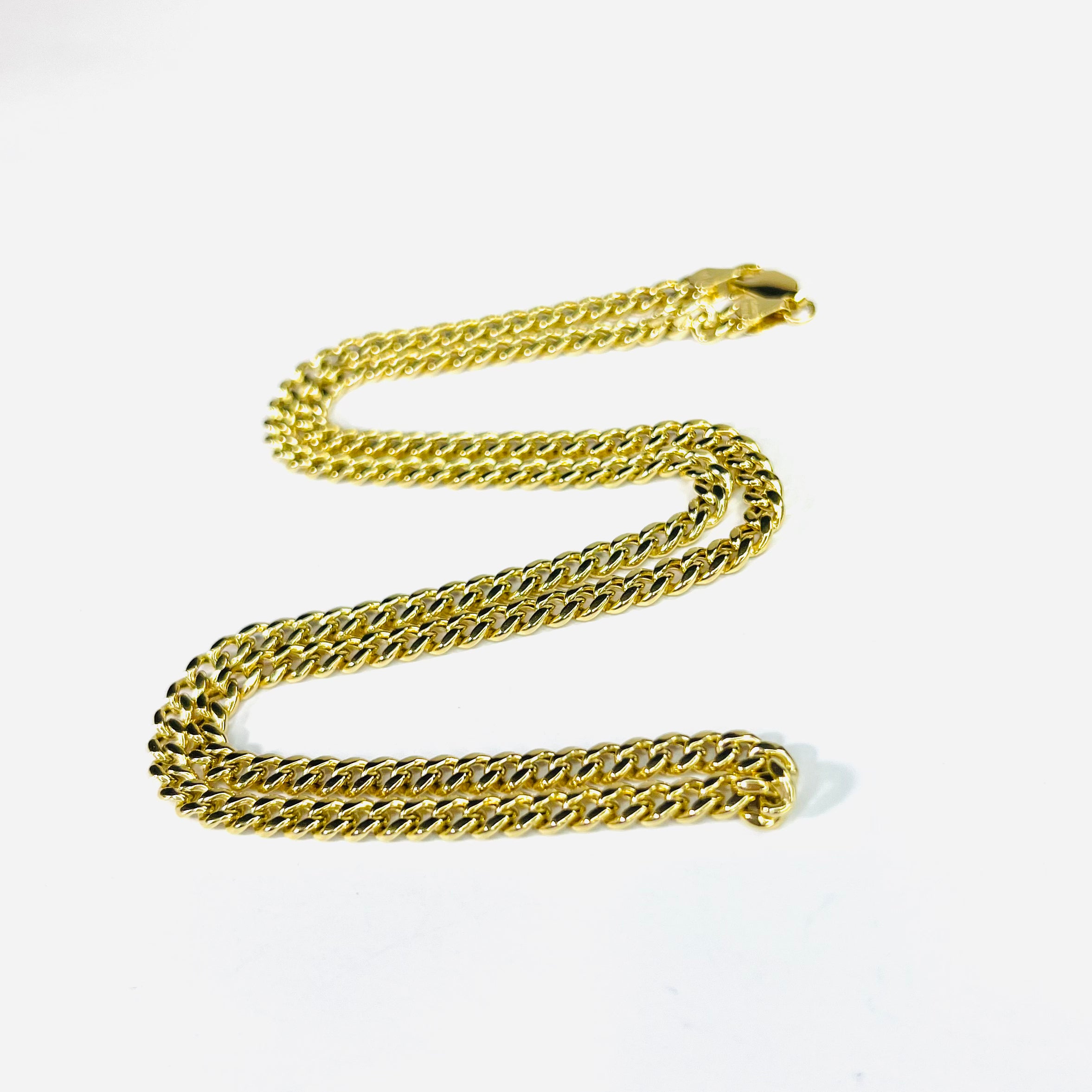 22" 4mm 10K Yellow Gold Curb Chain Necklace