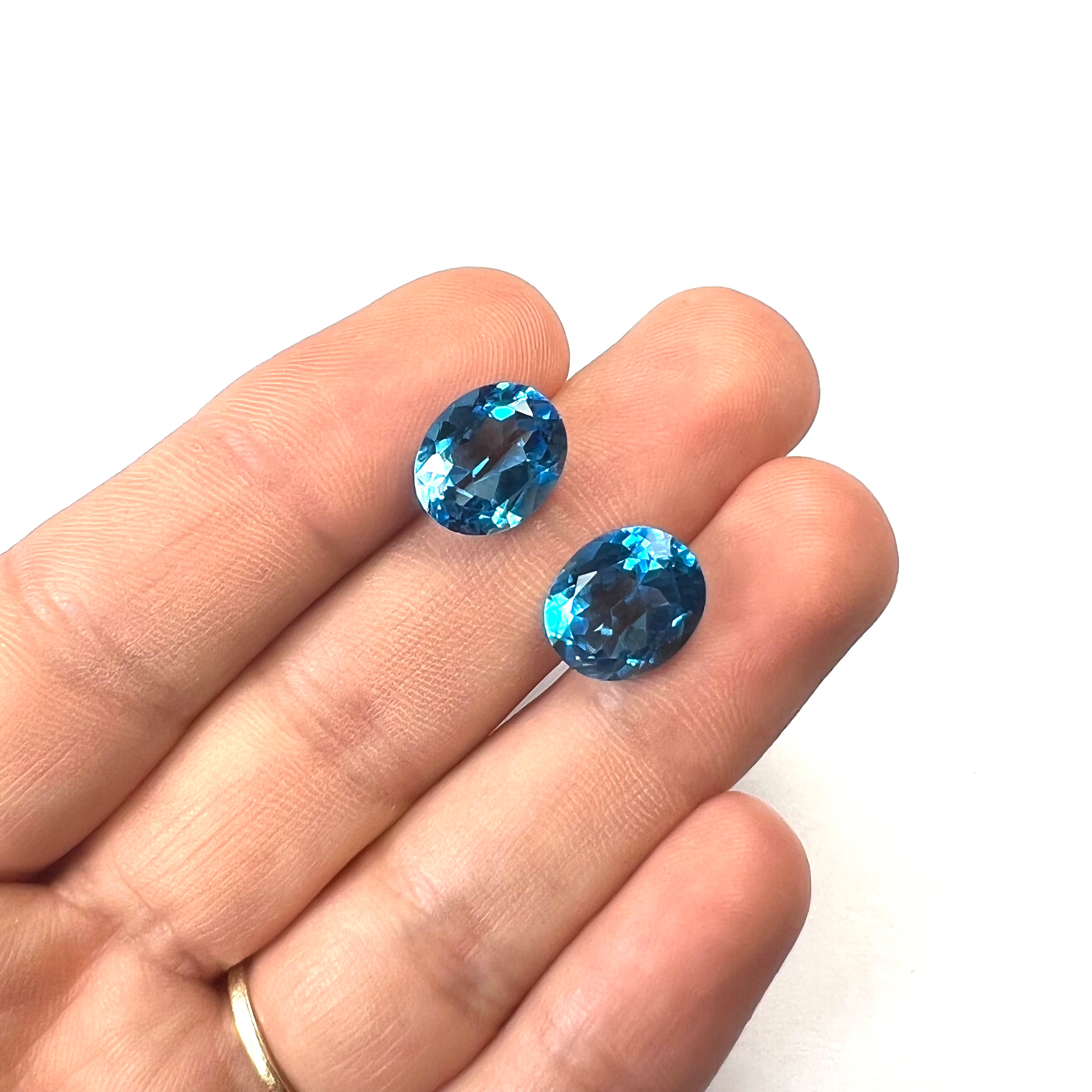 11.48CTW Pair of Loose Natural Oval Cut Topaz 12x10x6.4mm Earth mined Gemstone
