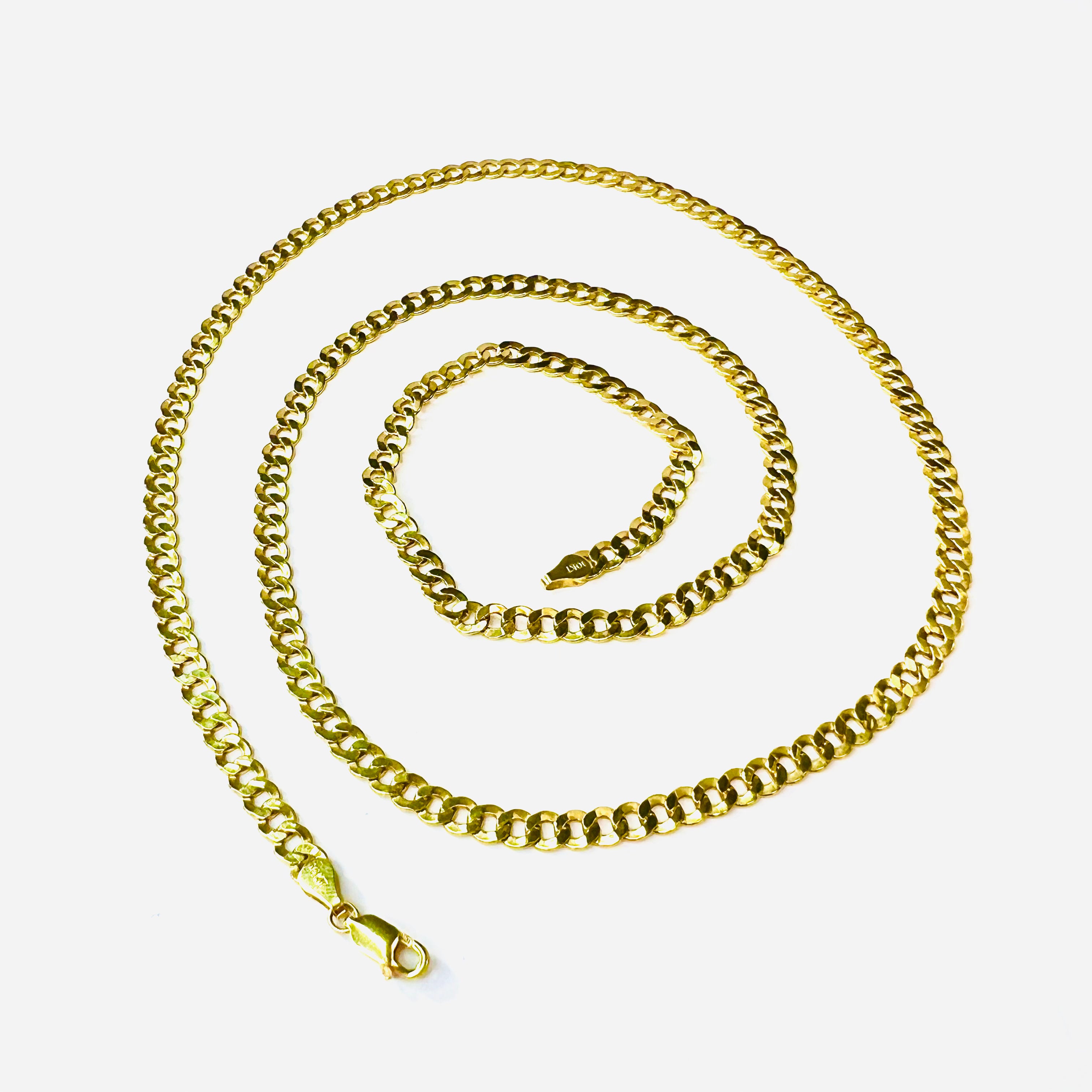 28" 4.5mm 10K Yellow Gold Cuban Link Chain Necklace