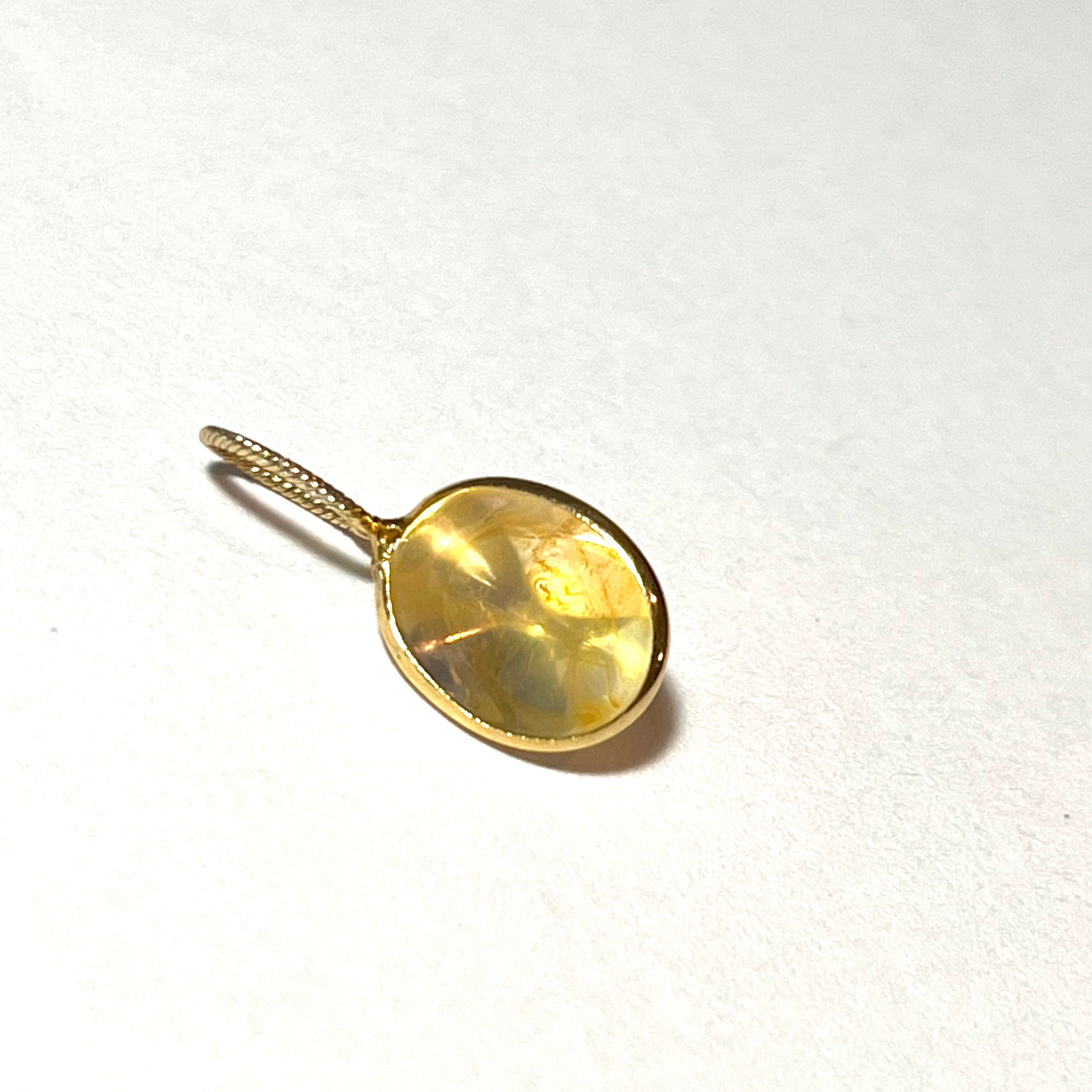 2.79ct Oval Yellow Agate 14K Yellow Gold Pendant Charm 18x12mm