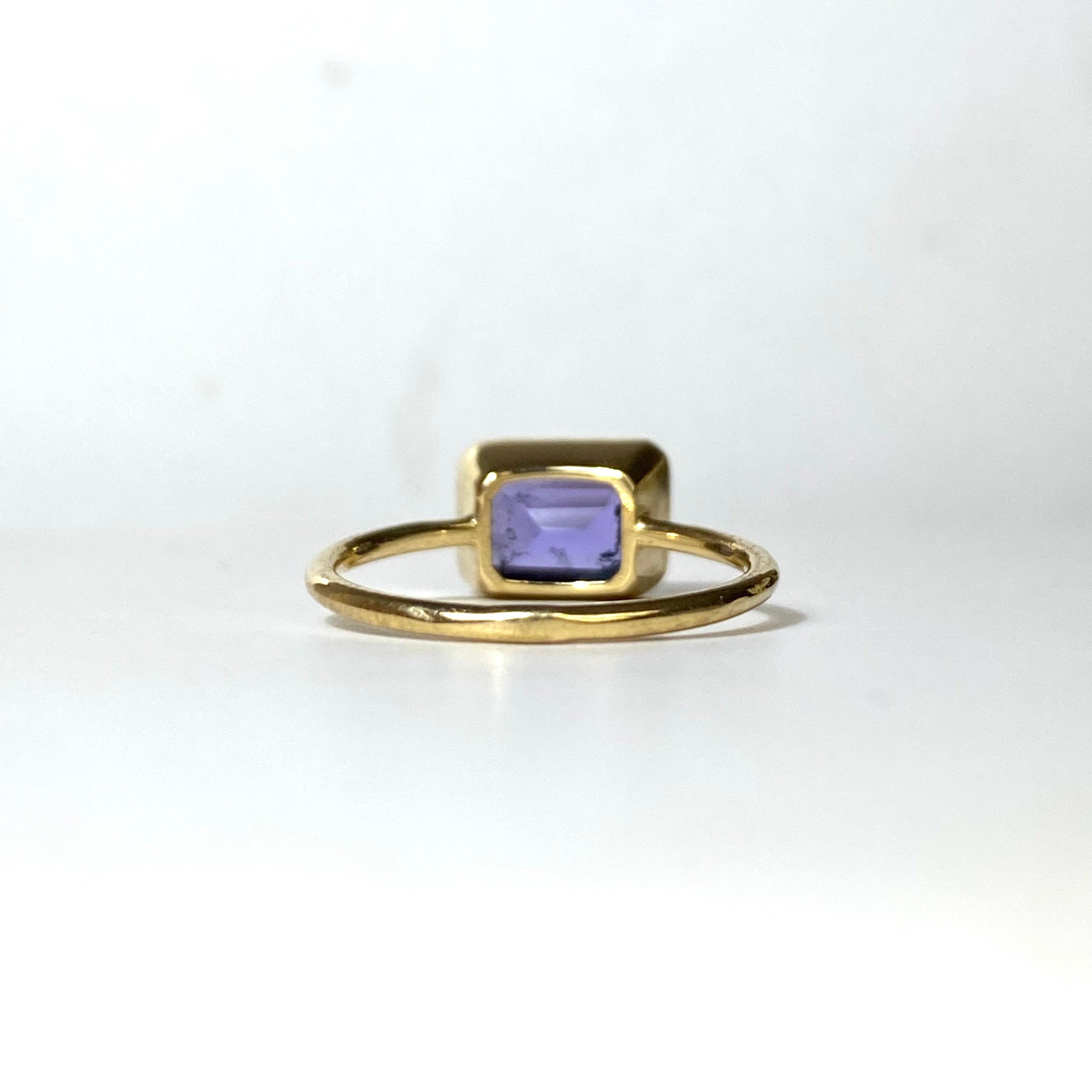 1.4CT Emerald Cut Tanzanite 18K Yellow Gold Solitaire Stacking Ring Size 5