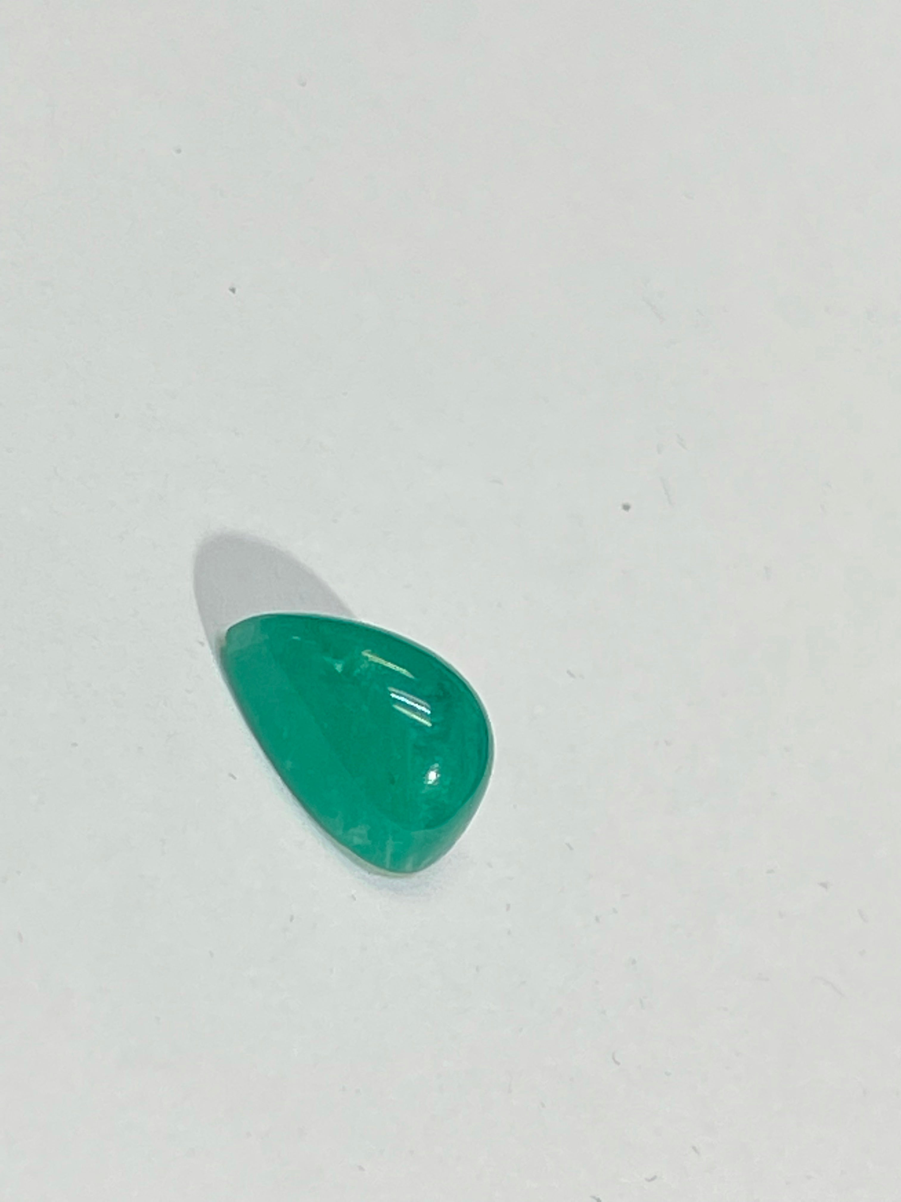 3.72CT Natural Emerald Loose Pear Cabochon 12x9mm