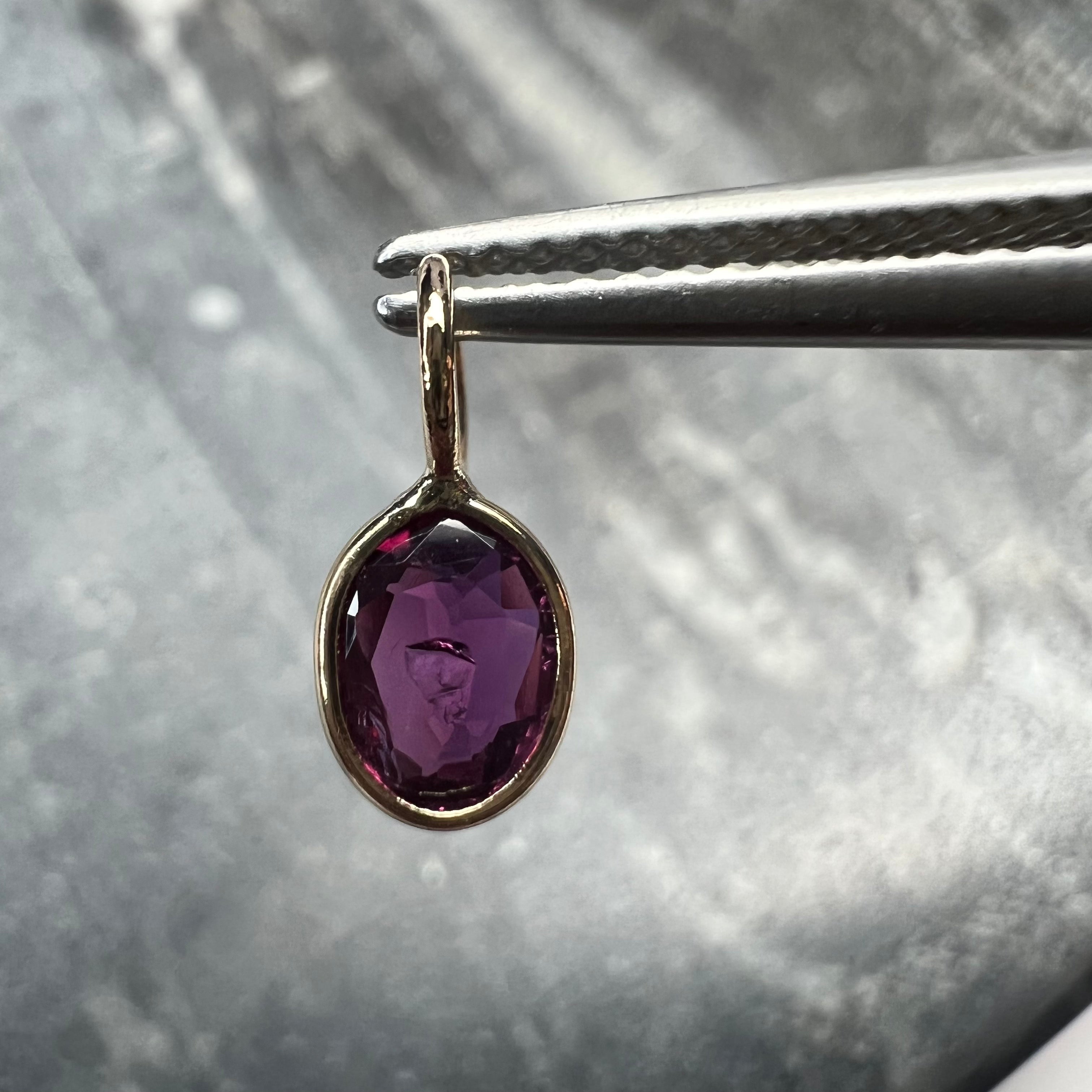 .60CT Natural Oval Ruby 14K Yellow Gold Pendant Charm 10x4mm