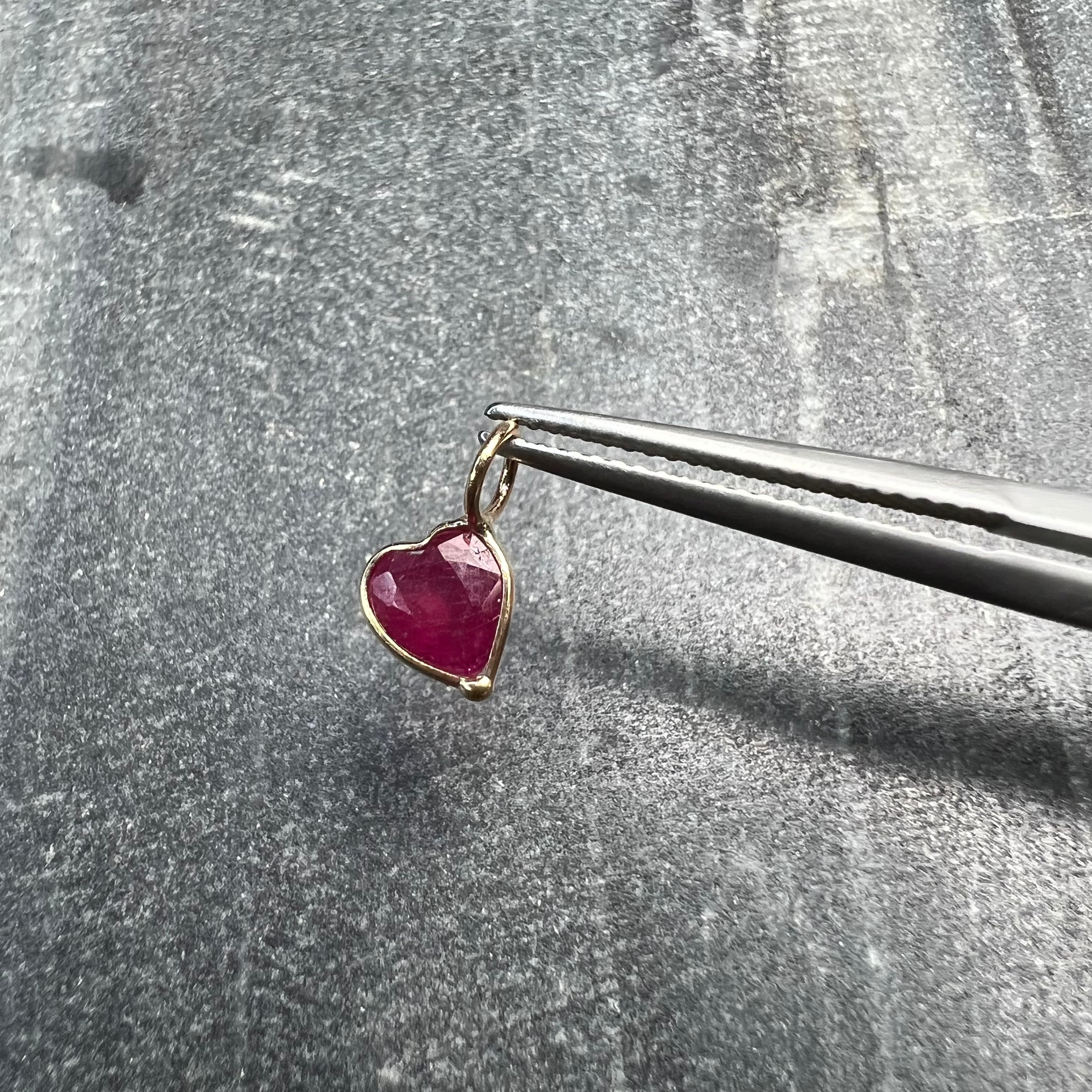 1.20CT Natural Ruby Heart 14K Yellow Gold Pendant Charm 10x6mm