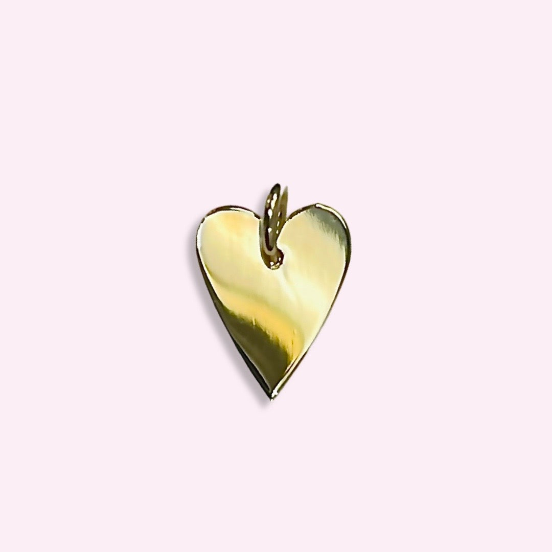 14K Yellow Gold Heart Tag Charm Pendant