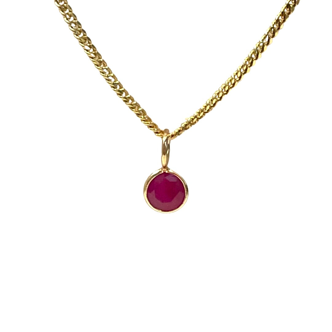 Natural Round Ruby 14K Yellow Gold Pendant Charm 9x5mm