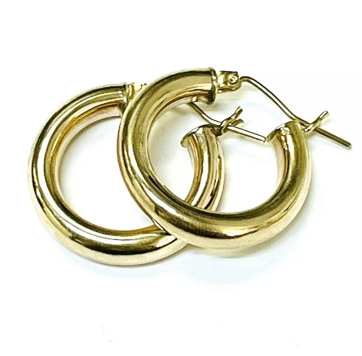 10K Yellow Gold .80” 4mm Thick Tube Hoop Earrings