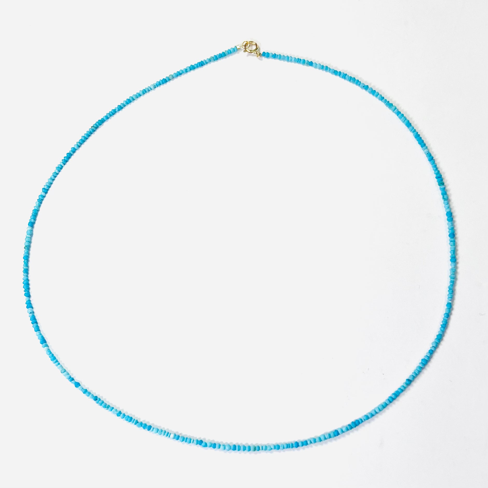 Turquoise Beaded Necklace in 16.5" 14K Yellow Gold Necklace