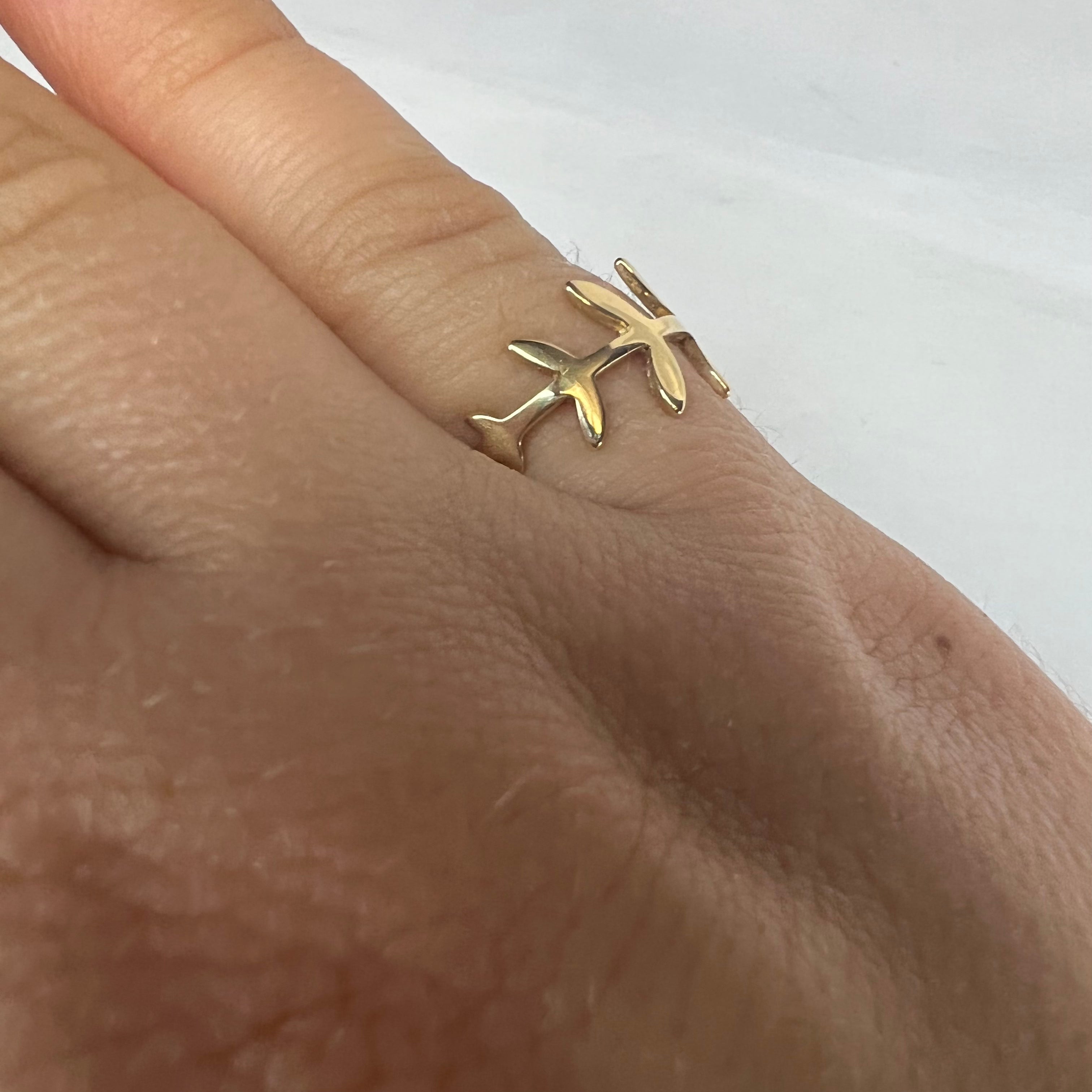 Solid 14K Yellow Gold Nature Leaves Stackable Ring Size 6.25