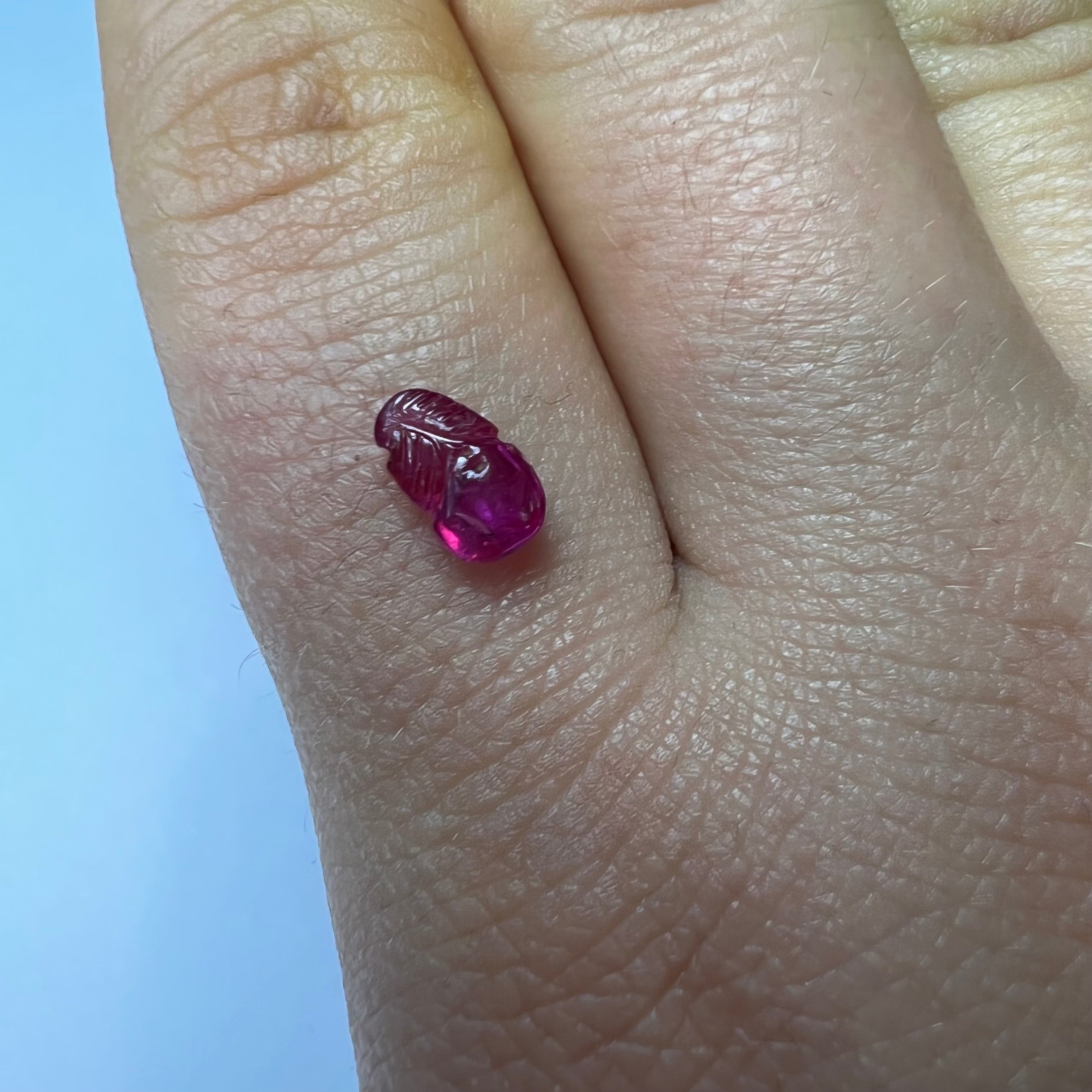 .95CTW Loose Carved Leaf Ruby 8.15x4.90x2.48mm Earth mined Gemstone