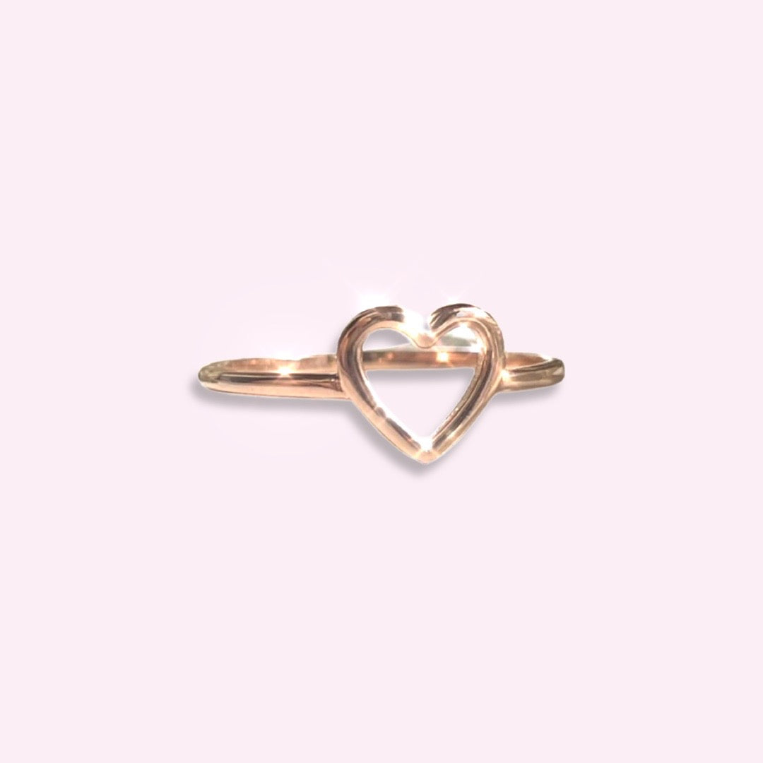 Solid 10K Rose Gold Heart Ring Size 6