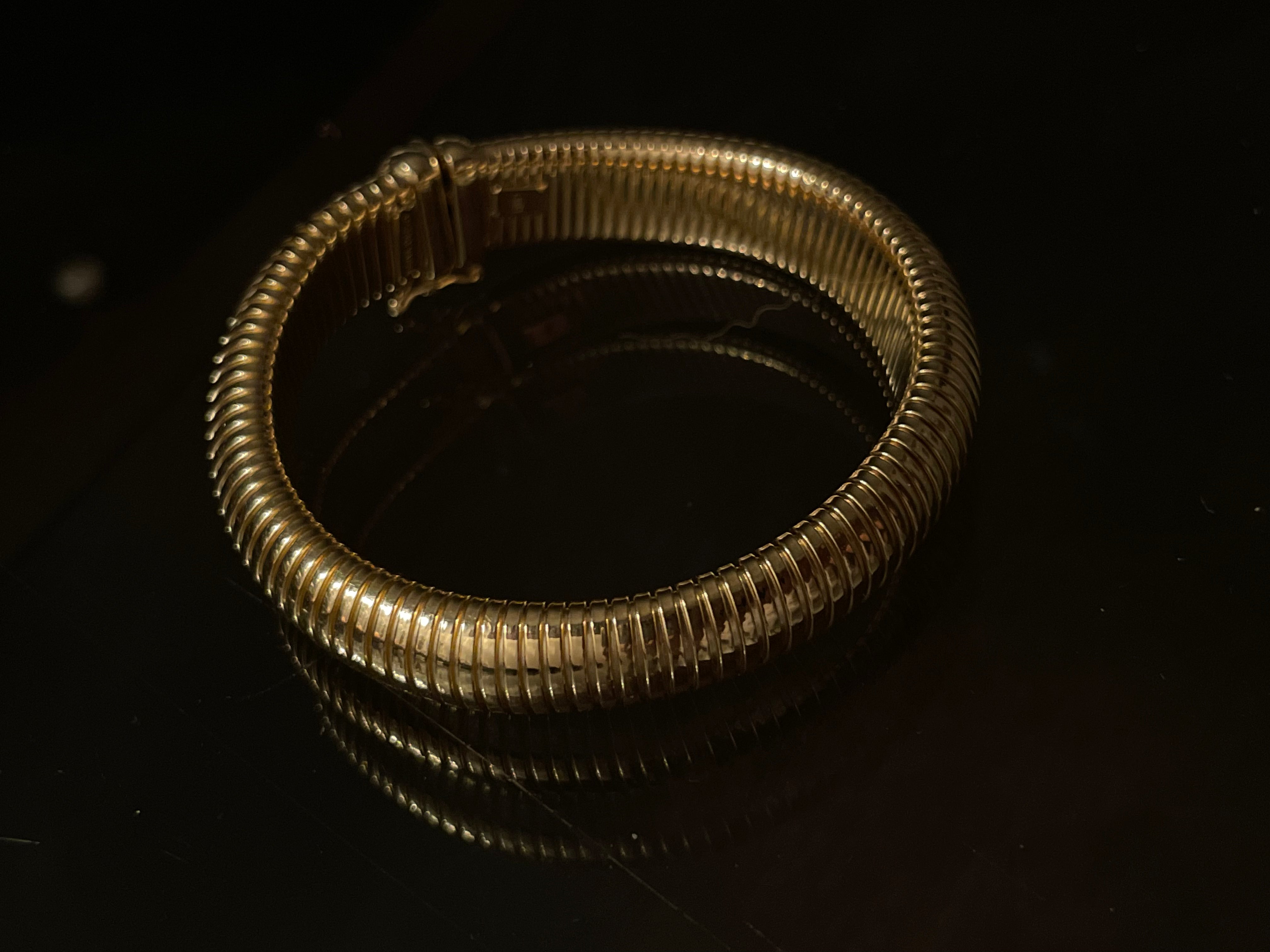 14K Yellow Gold 11mm  7” Tubogas Bracelet