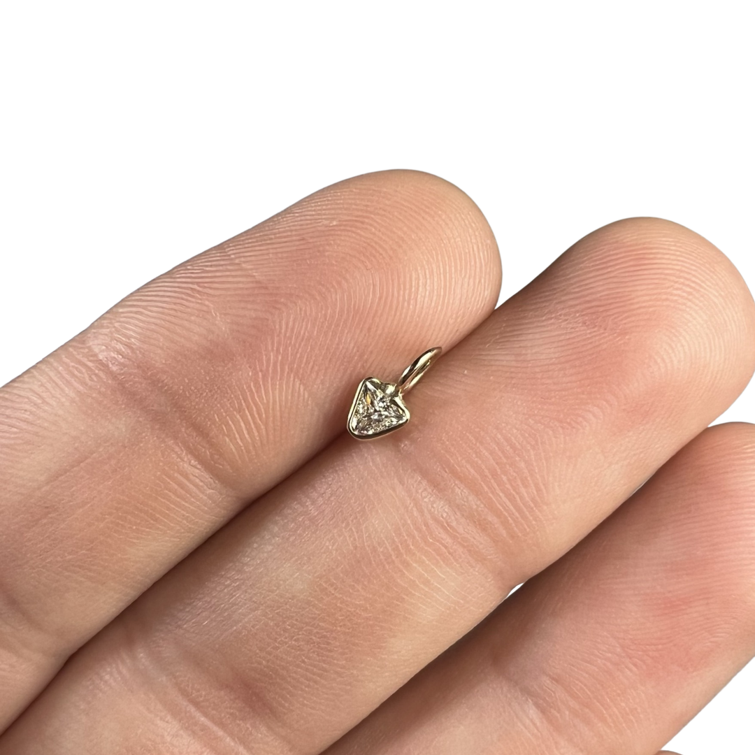 .12ct Trillion Cut Dimond Charm 14K Yellow Gold