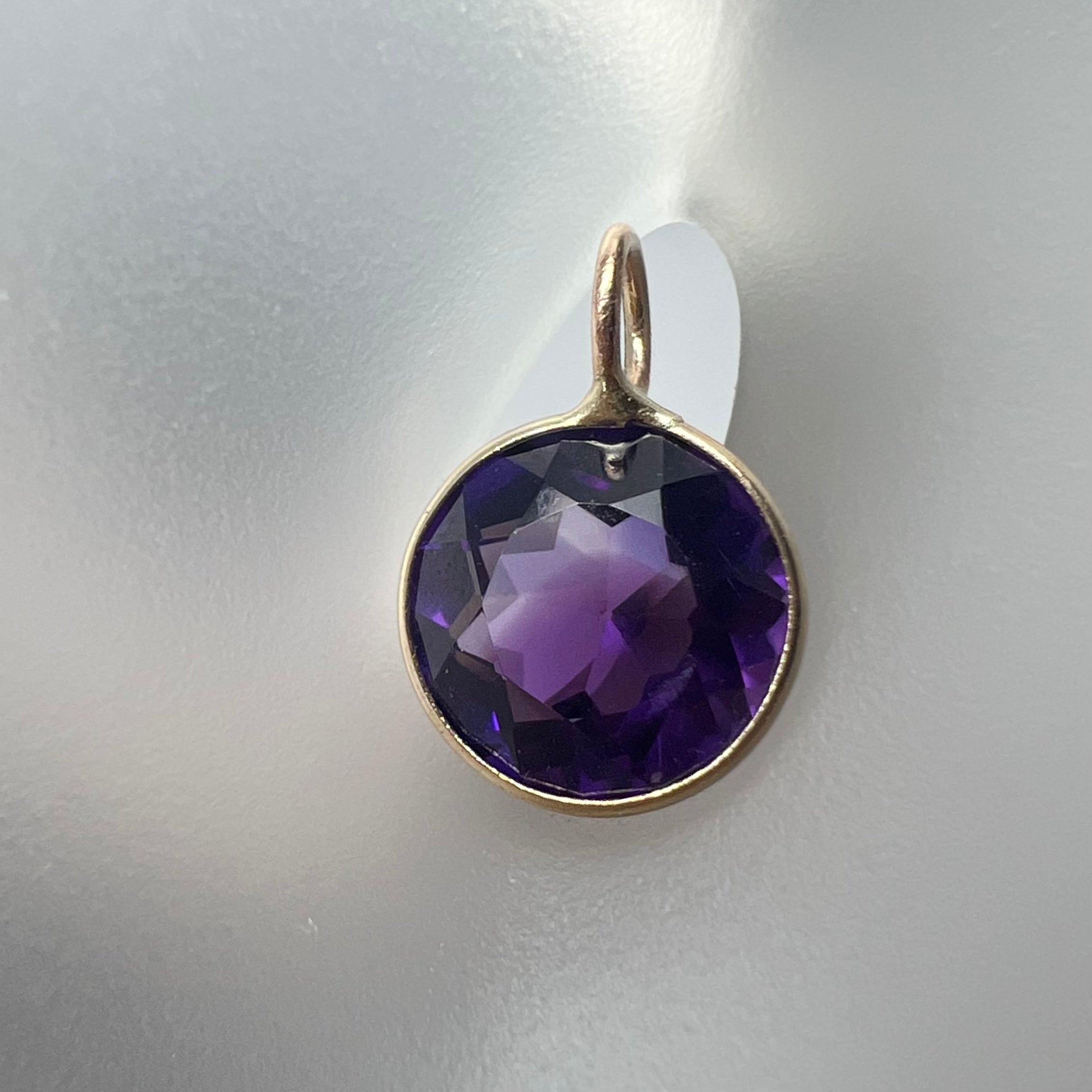 2.2CT Natural Round Amethyst 14K Yellow Gold Pendant Charm 13x8.5mm