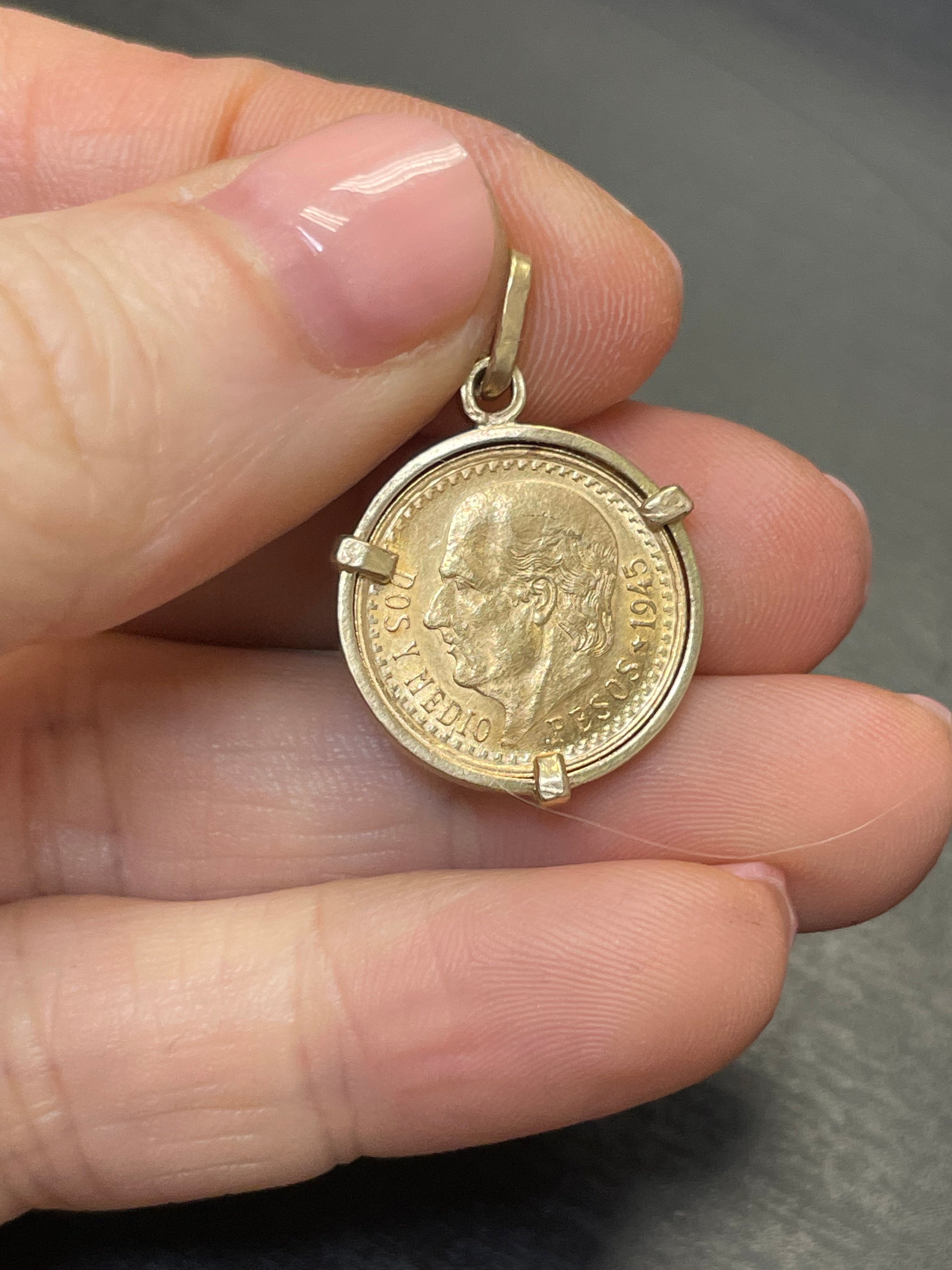 20K Mexican Peso Set in Solid 18K Yellow Gold