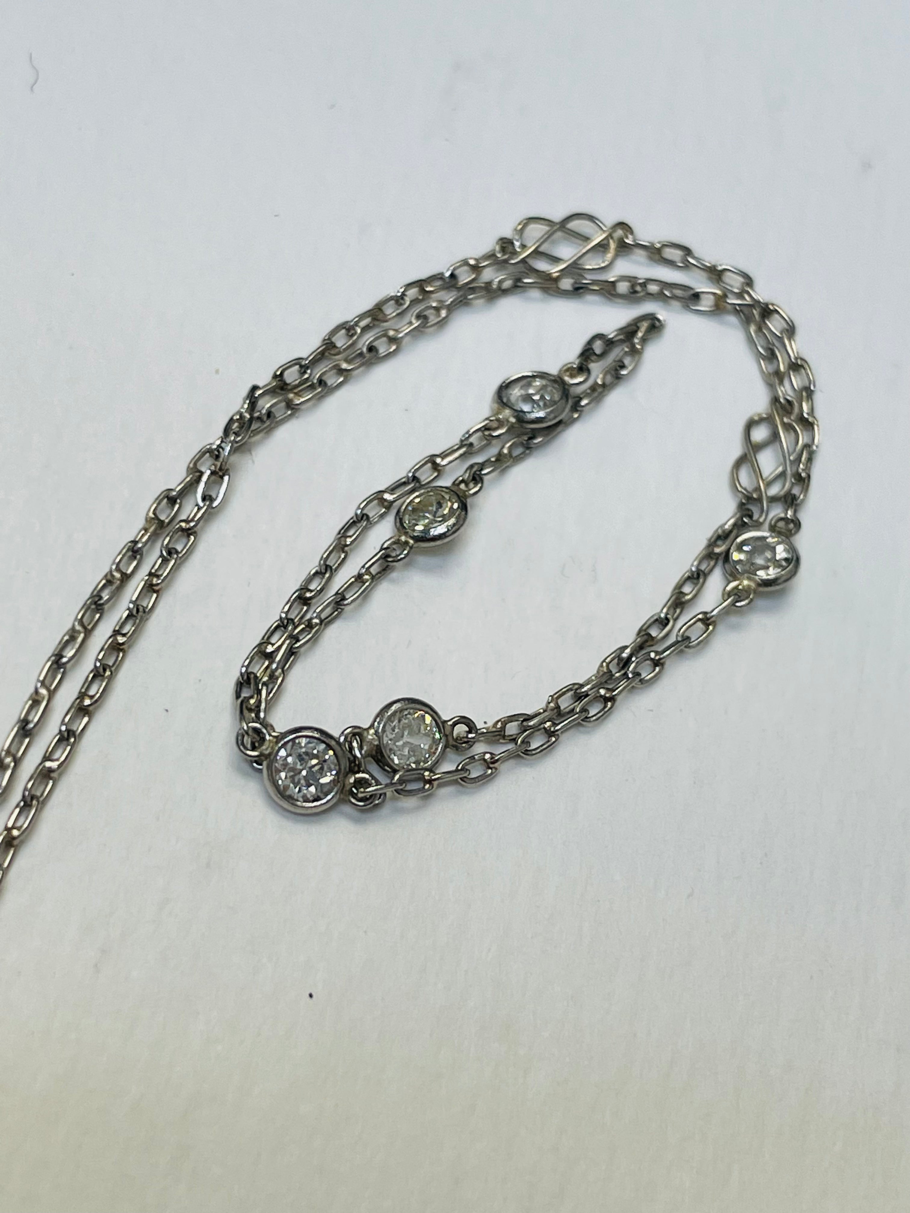 .45CT Old Mine Cut Diamond Platinum by the Yard Necklace 18”