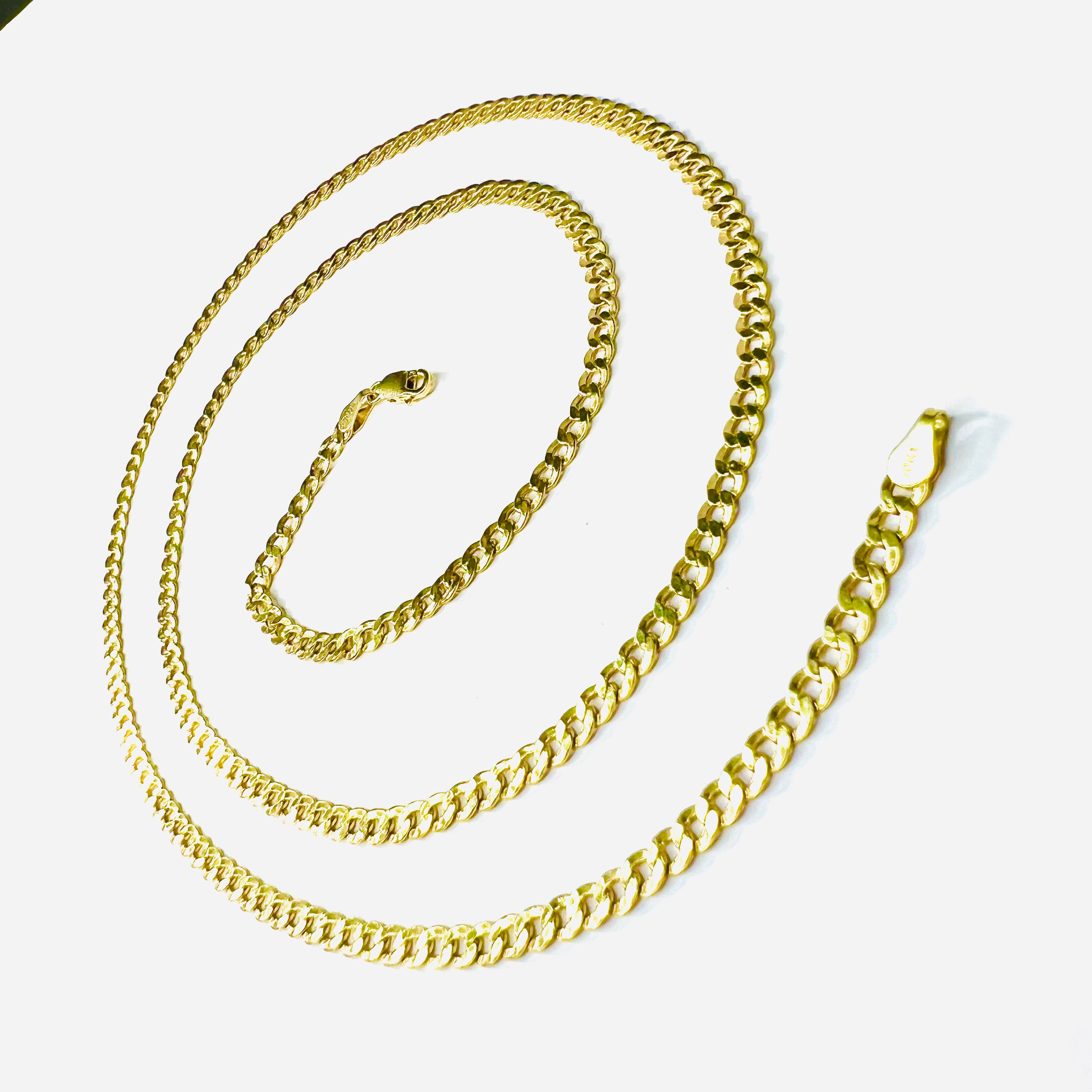 30" 4mm 10K Yellow Gold Cuban Link Chain Necklace