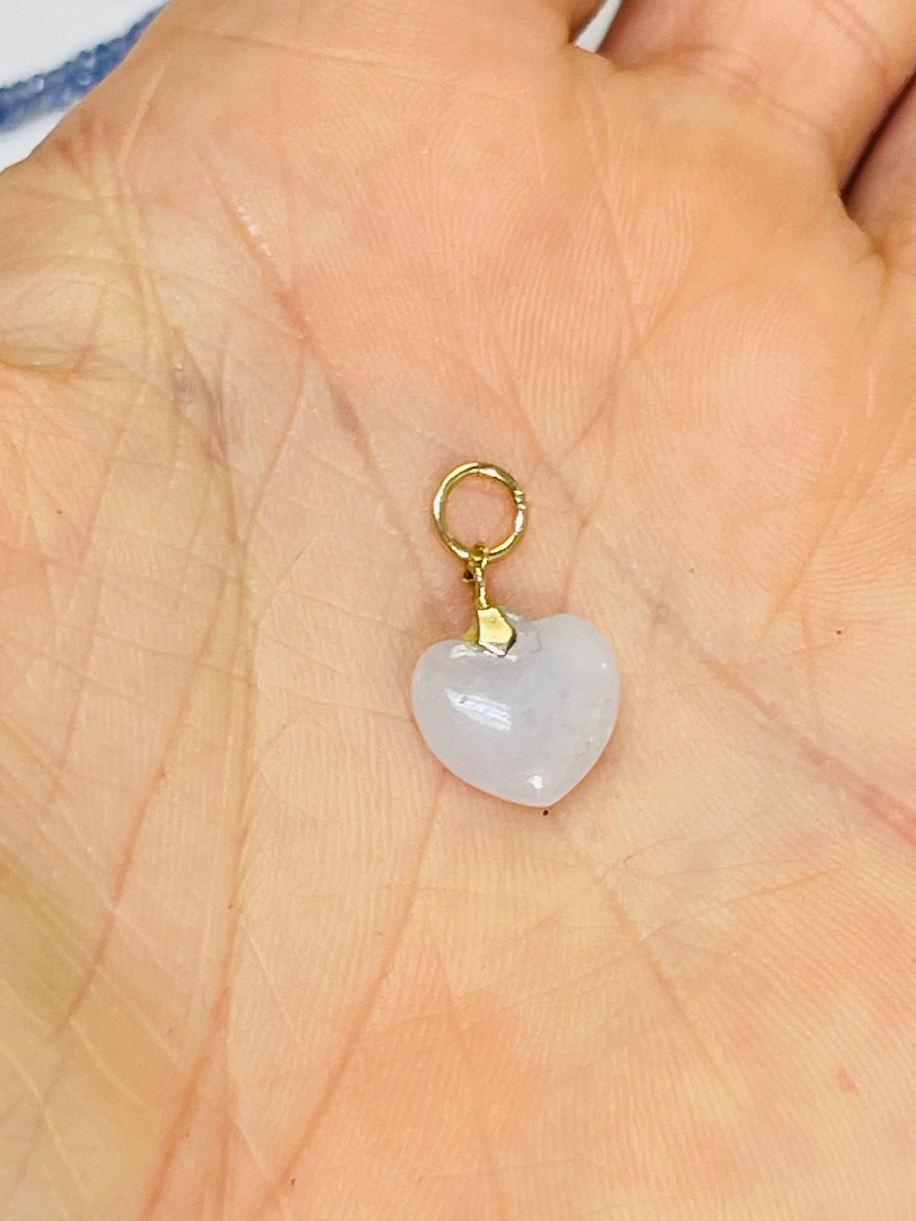 Lavender Jade Heart 14K Charm