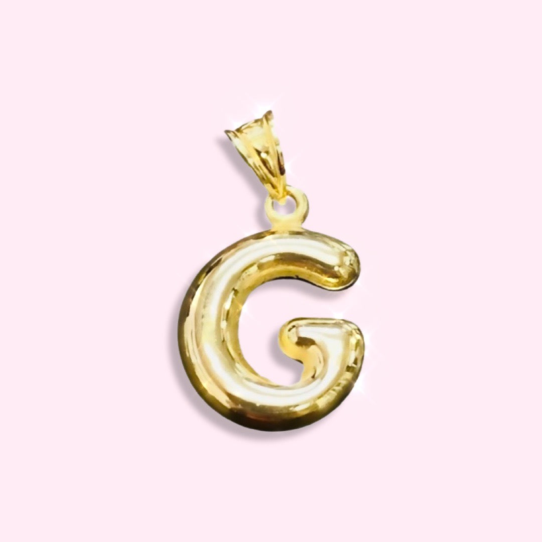 Initial G Puffy  Balloon Letter 10K Yellow Gold Pendant
