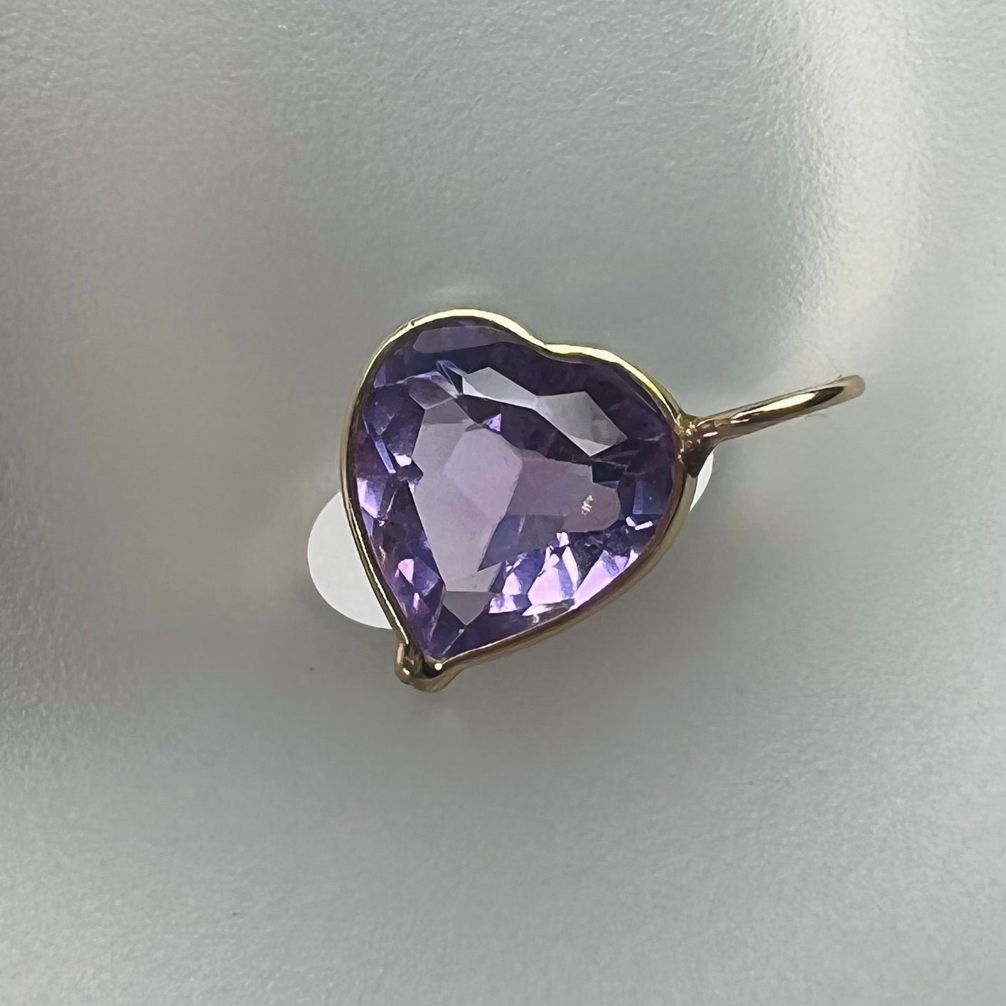 2.4CT Natural Amethyst Heart 14K Yellow Gold Pendant Charm 15x9.5mm