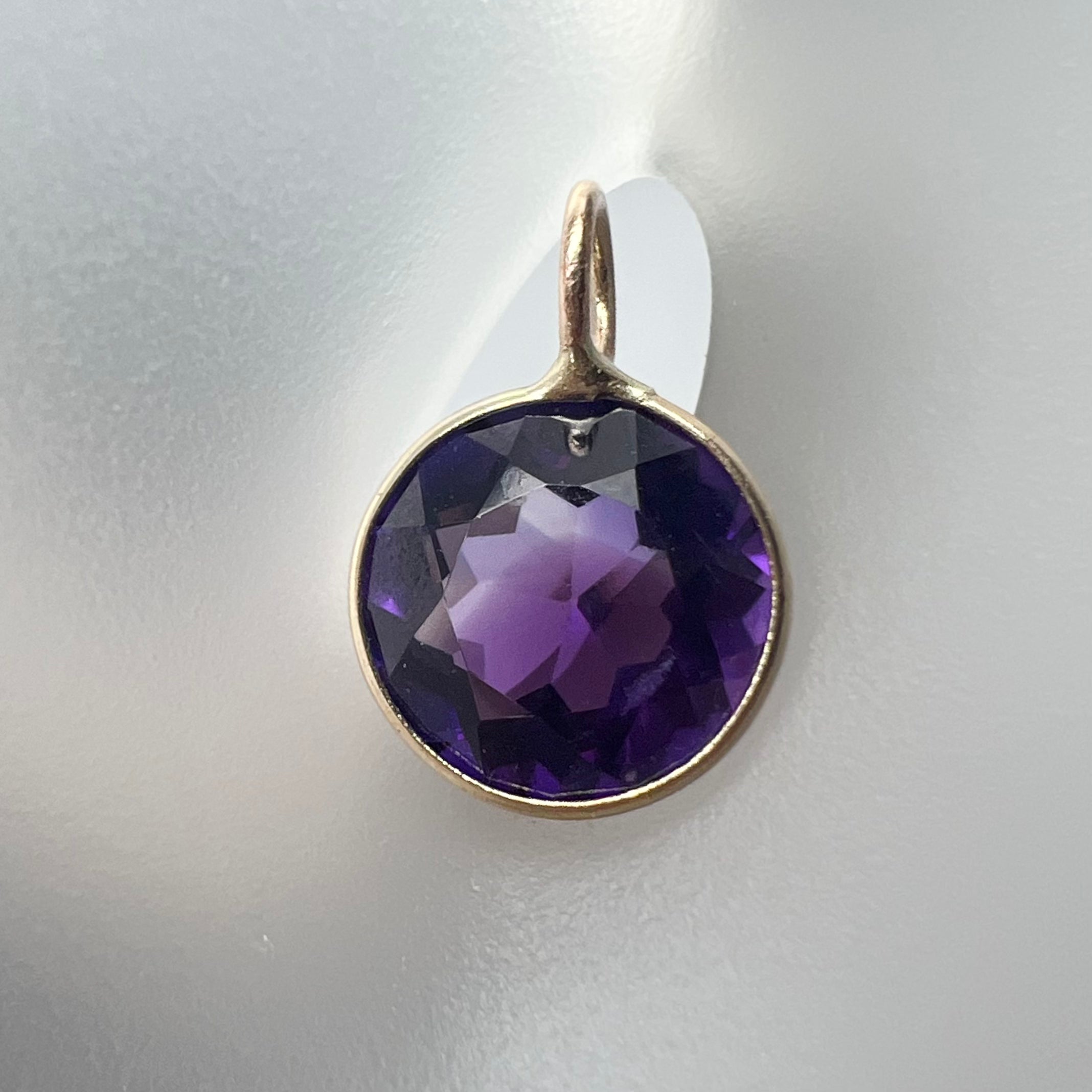 2.2CT Natural Round Amethyst 14K Yellow Gold Pendant Charm 13x8.5mm