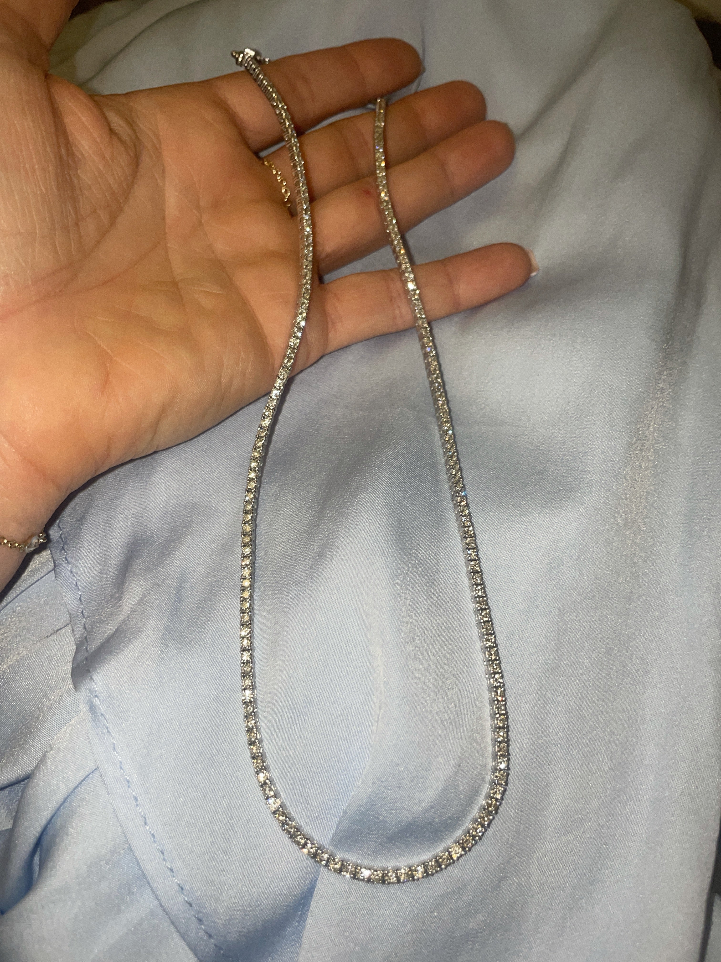 6.57CT Natural Diamond Tennis Necklace 14K White Gold 18”