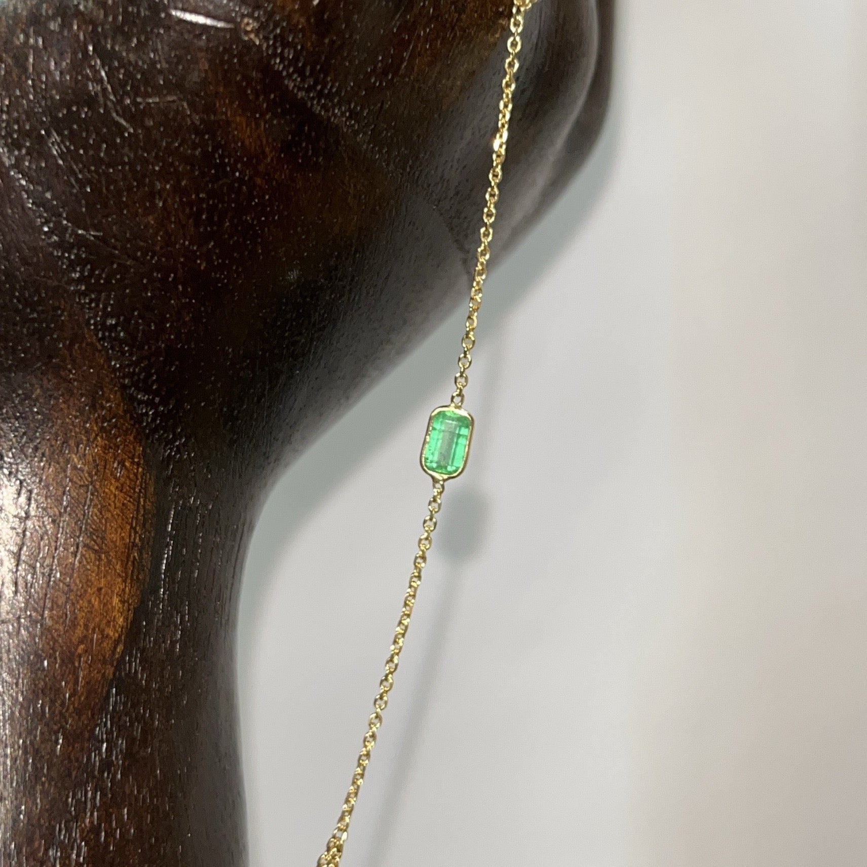 Colombian Emerald Handchain 14k Yellow Gold