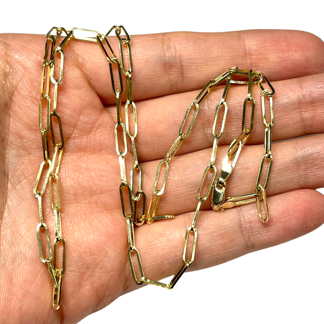 22" 14k Yellow Gold Paper Clip Chain Necklace