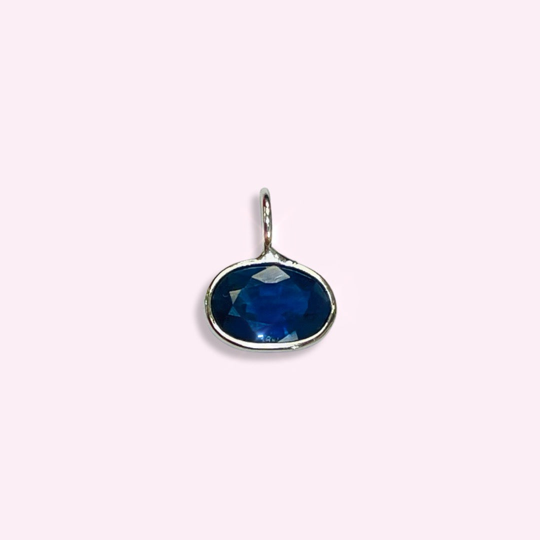 14K White Gold Sapphire Pendant Gem Charm