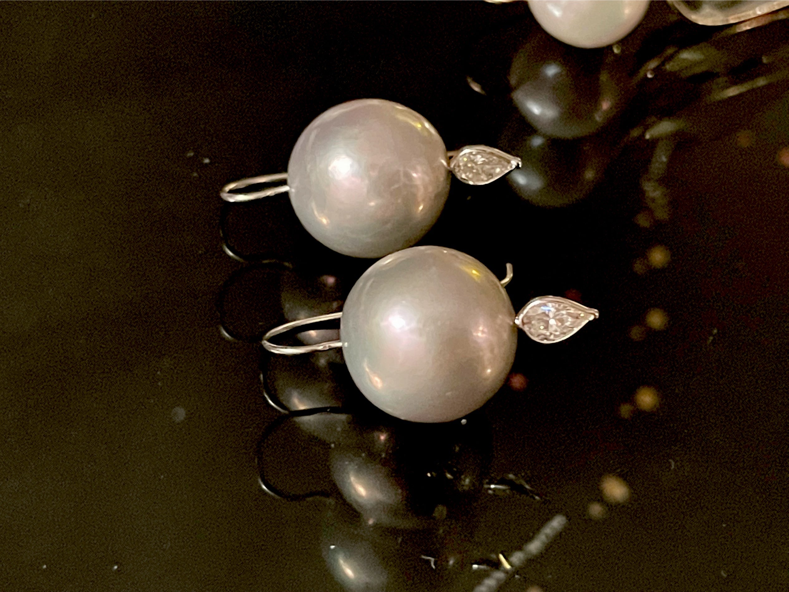 Freshwater 14mm Freshwater Pearl .58CT White 14K Gold Earrings
