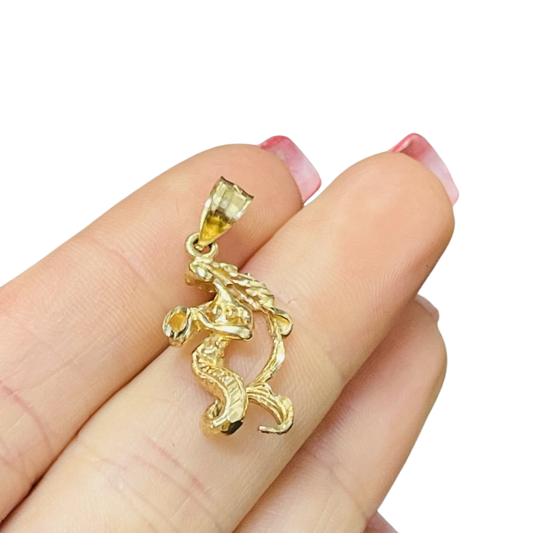 Pisces Mermaid Horoscope 14K Gold Charm Pendant