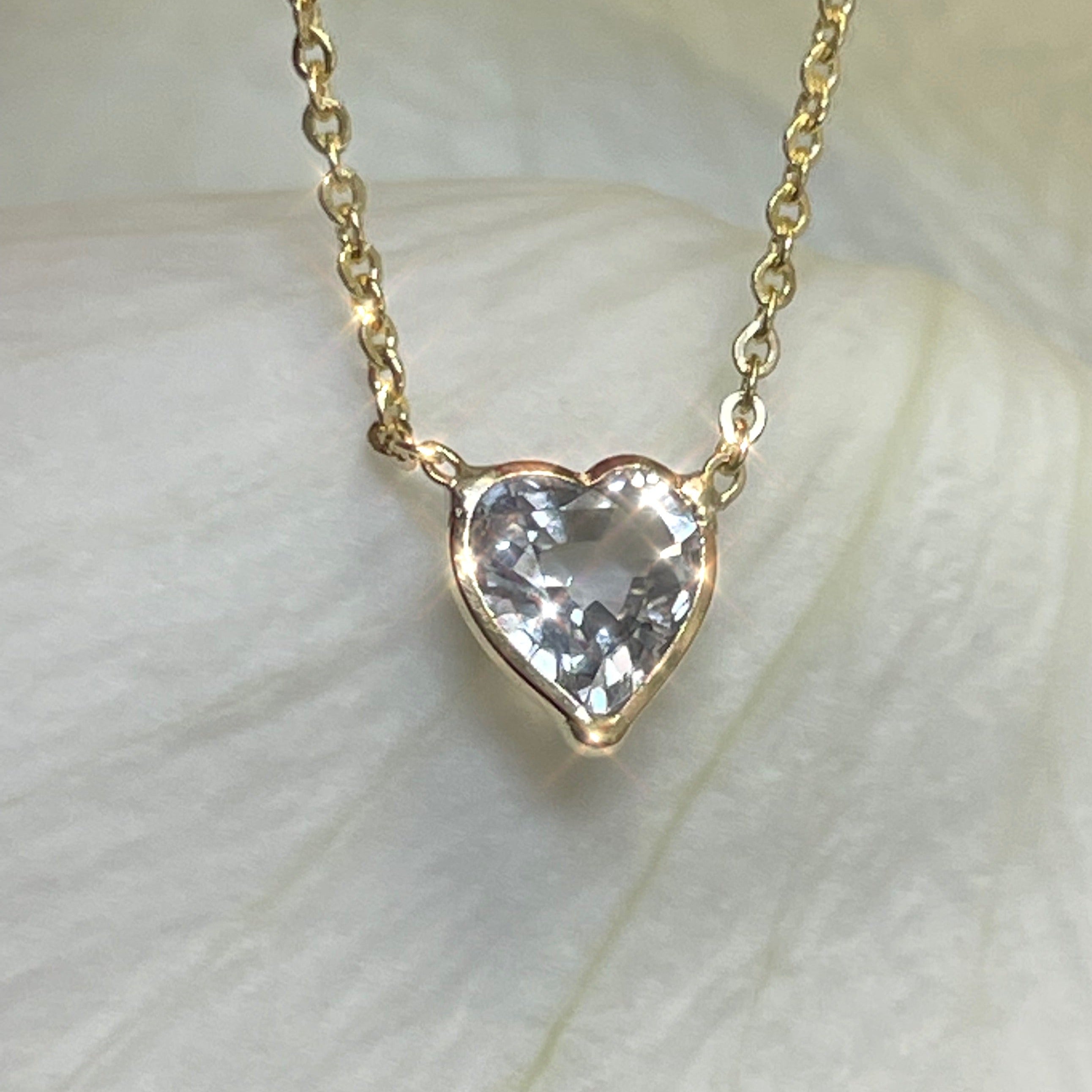 Natural  Greyish Blue Sapphire Heart 14K Yellow Gold Necklace 16-18"