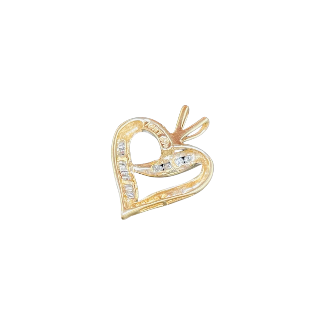 Diamond Heart 10K Yellow Gold Charm Pendant