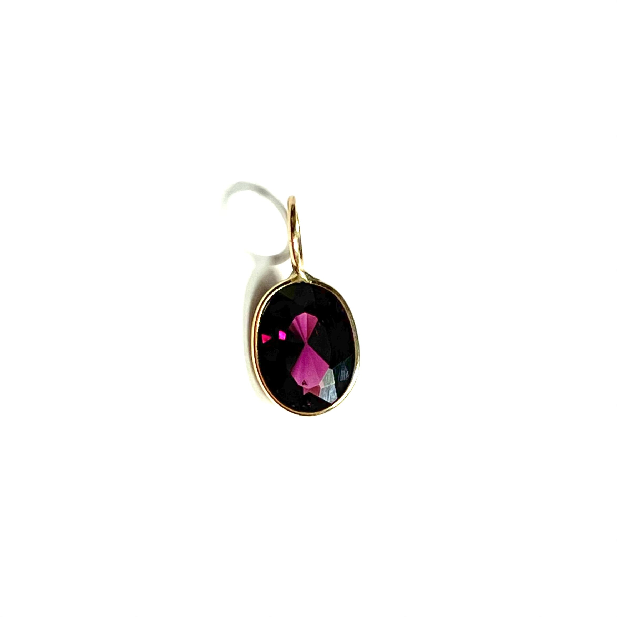 Natural Garnet 14K Yellow Gold Pendant Charm