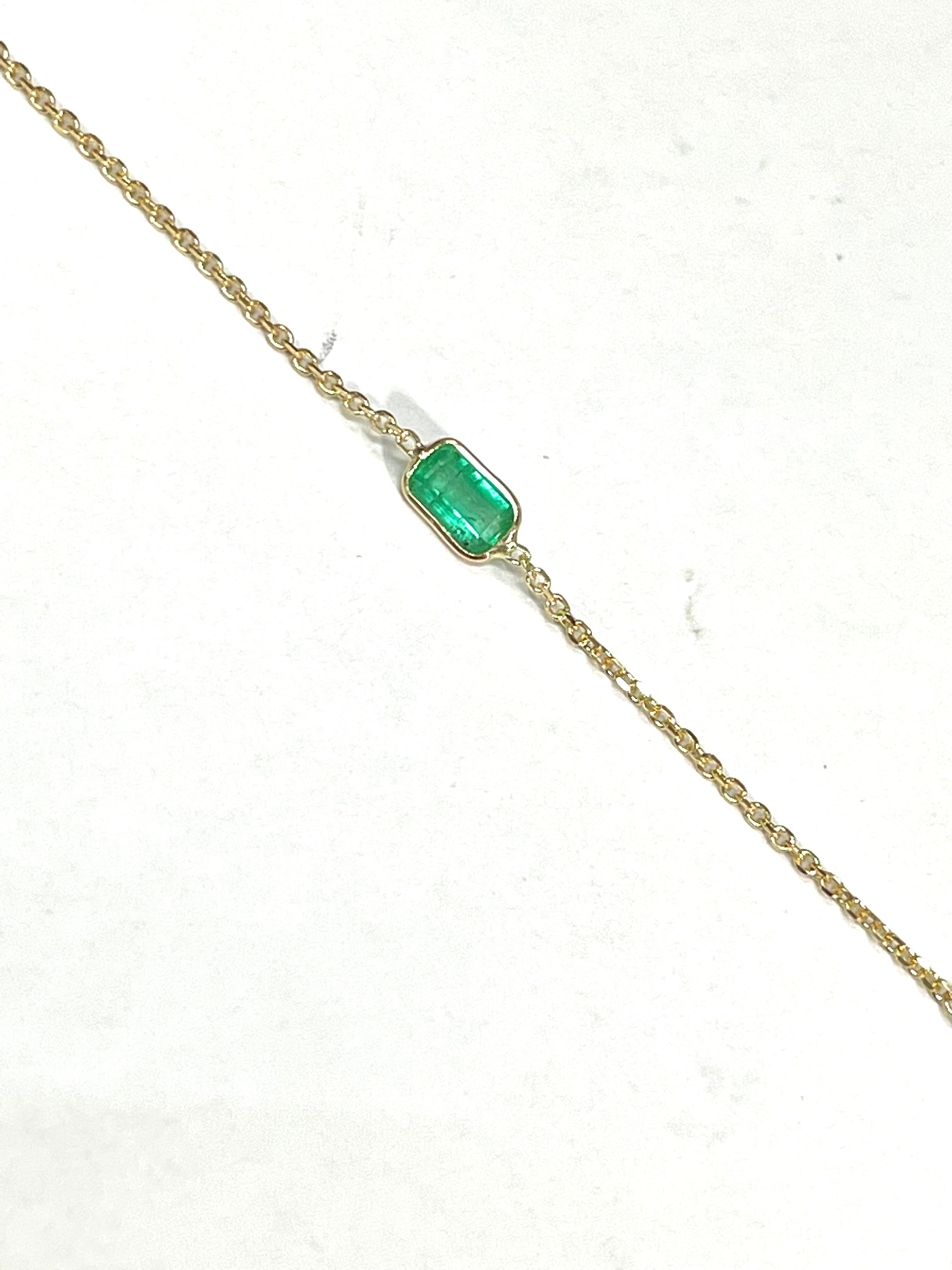 Colombian Emerald Handchain 14k Yellow Gold