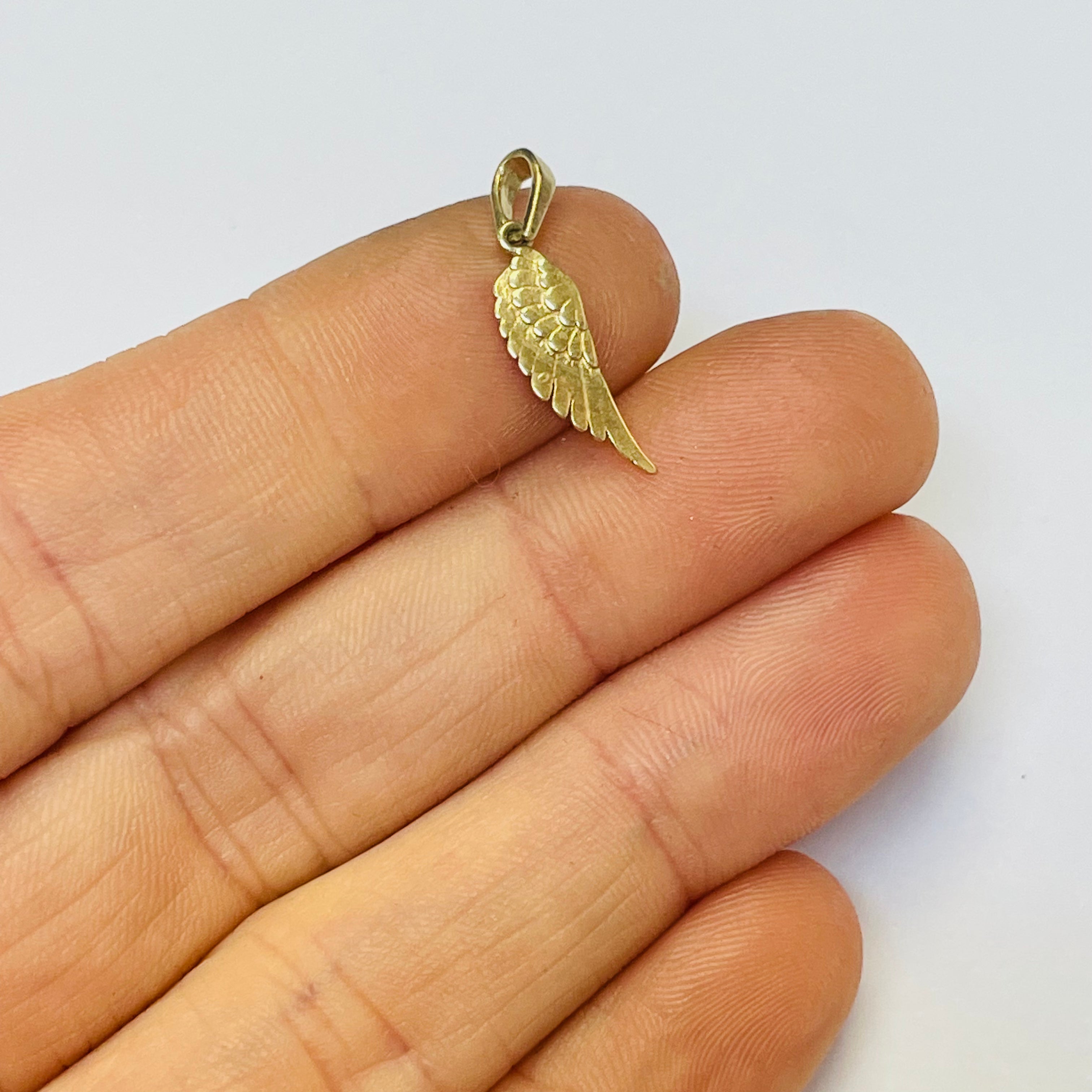 14K Yellow Gold Angel Wing Pendant Charm