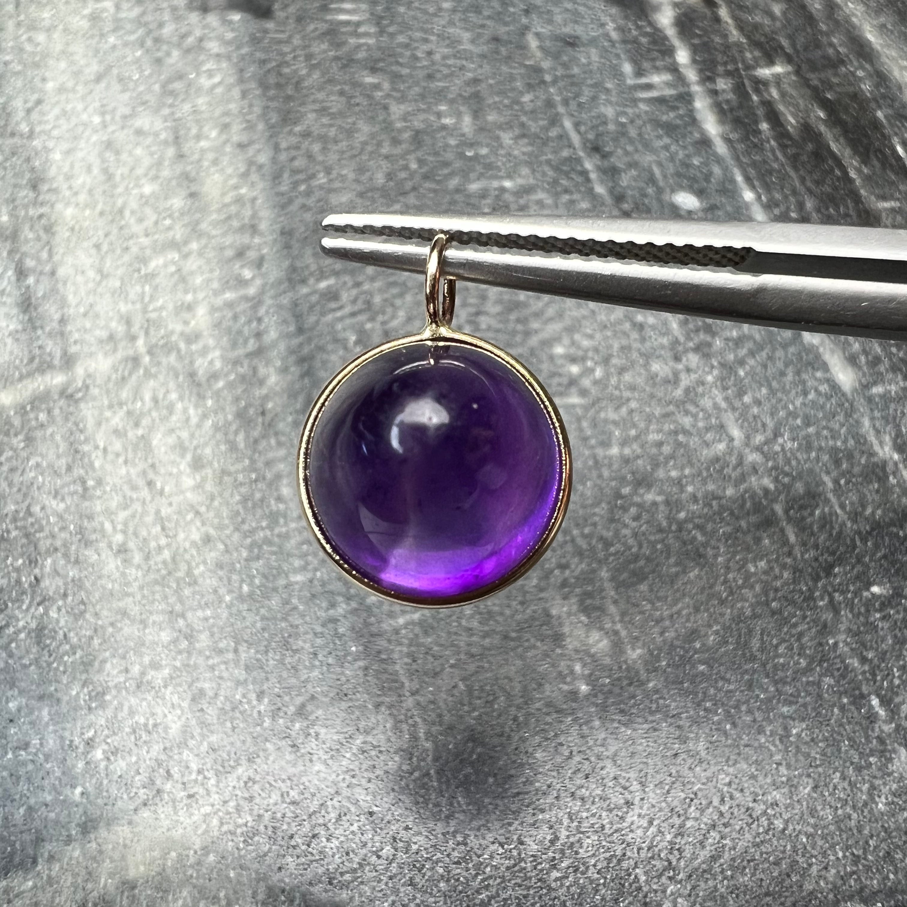 7CT Natural Amethyst 14K Yellow Gold Pendant Charm 16x11mm