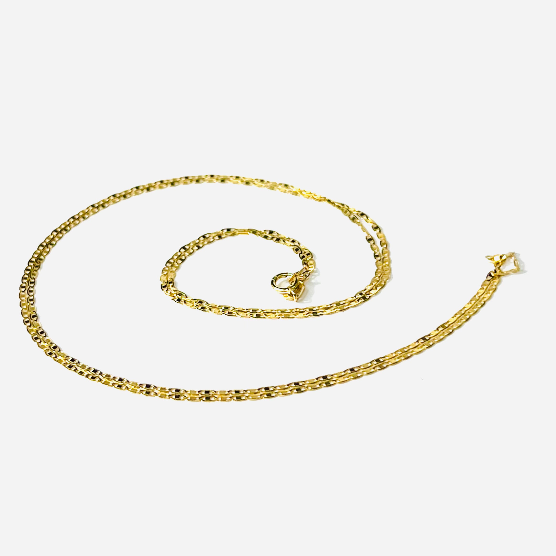 24" 14K Yellow Gold Flat Mariner Chain Necklace