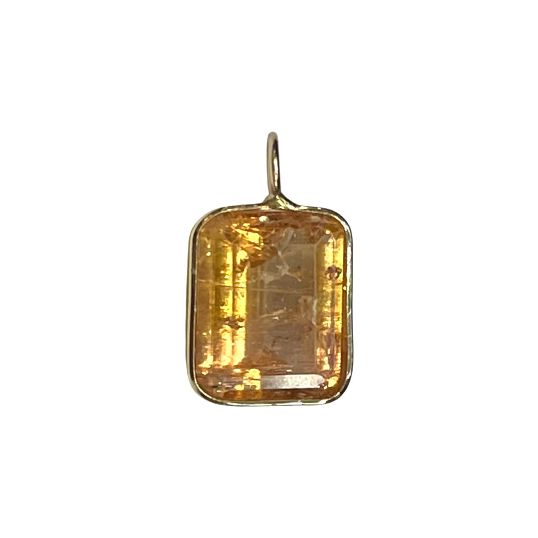 Natural Imperial Topaz 14K Yellow Gold Pendant Charm 16.5x9.5mm