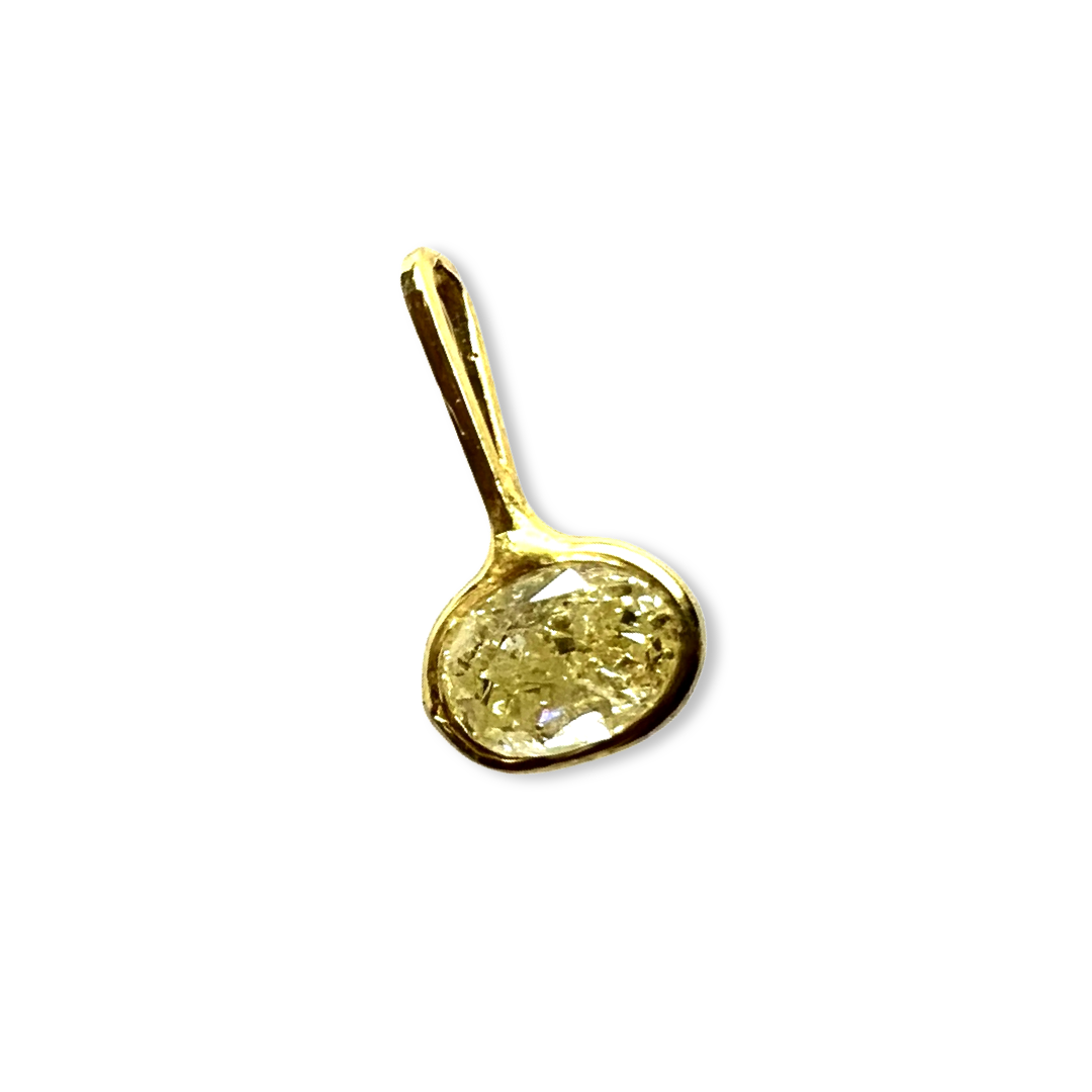 .26CT Oval East West Canary Yellow Diamond Pendant Charm 14K Gold