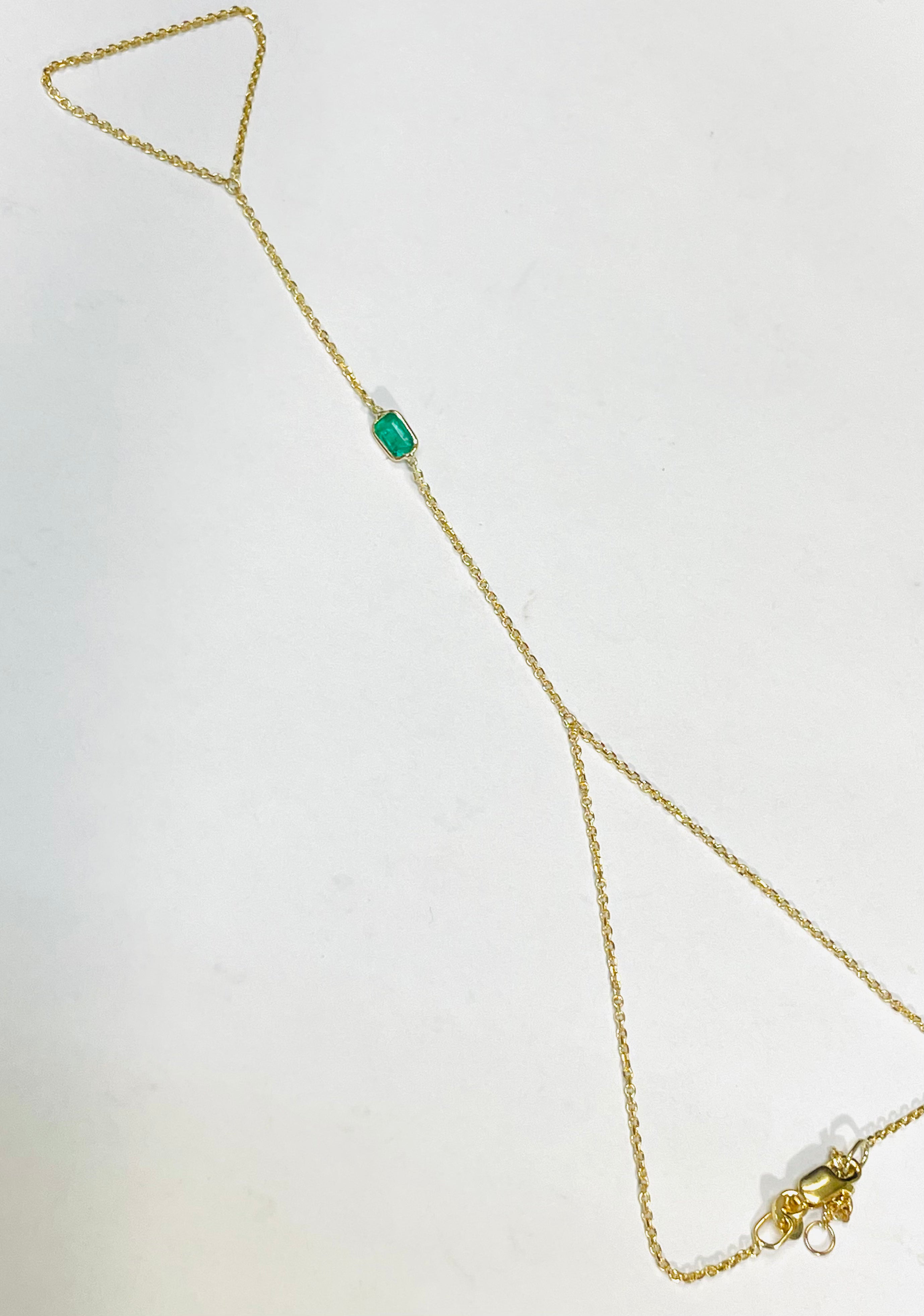 Colombian Emerald Handchain 14k Yellow Gold