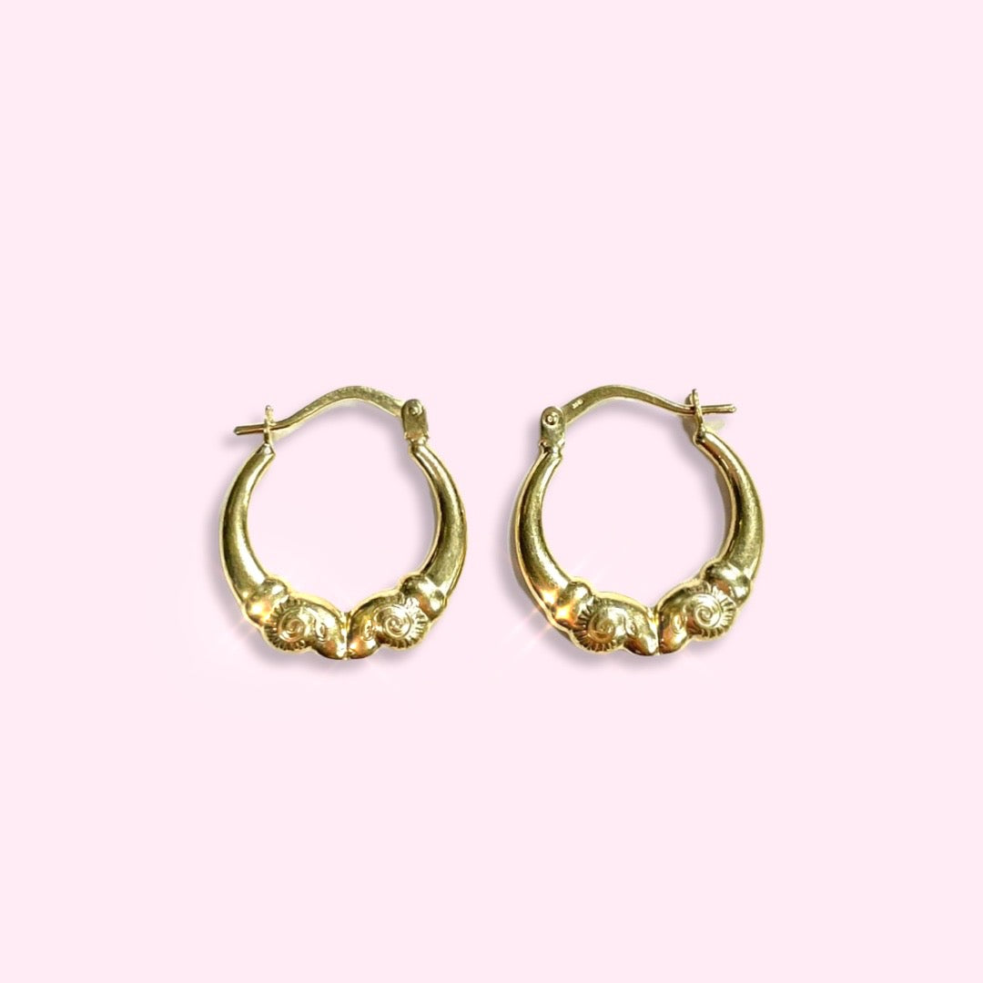 Solid 10K Yellow Gold Gold Ram Hoops