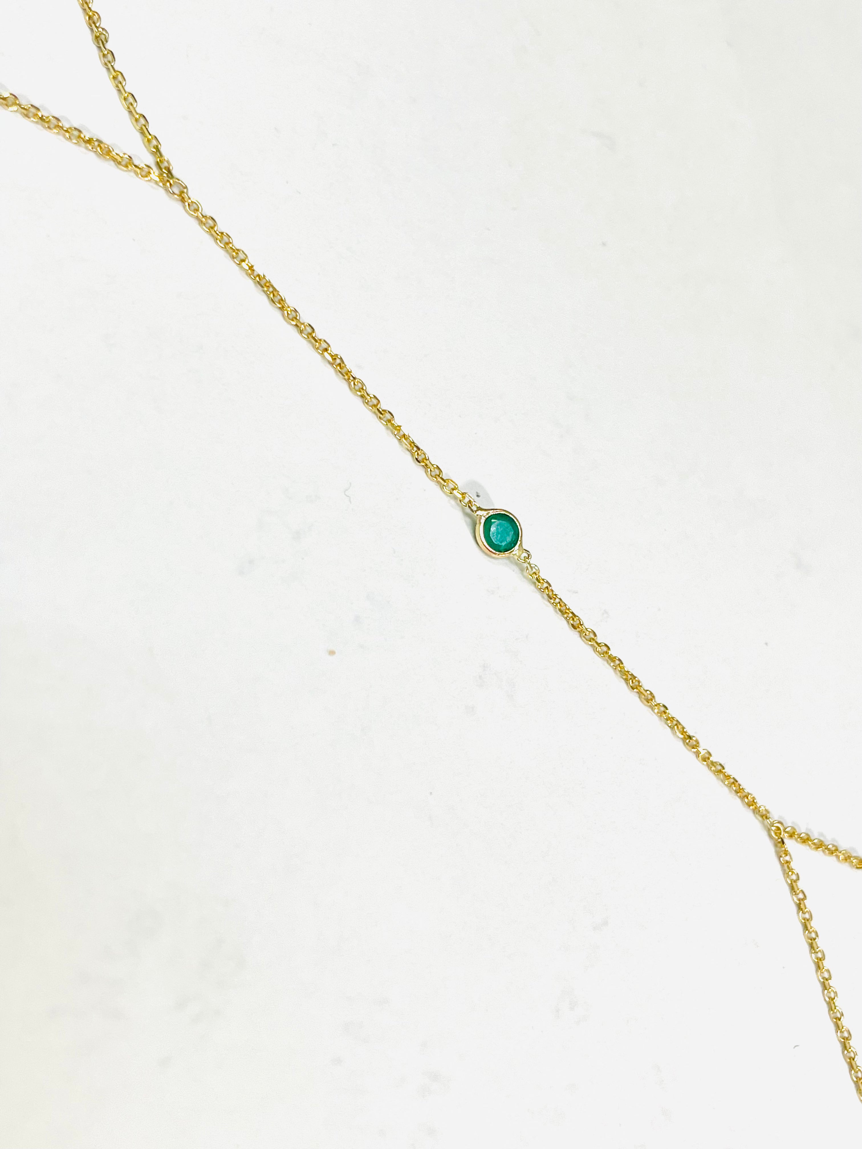 4mm Round Colombian Emerald Handchain 14k Yellow Gold