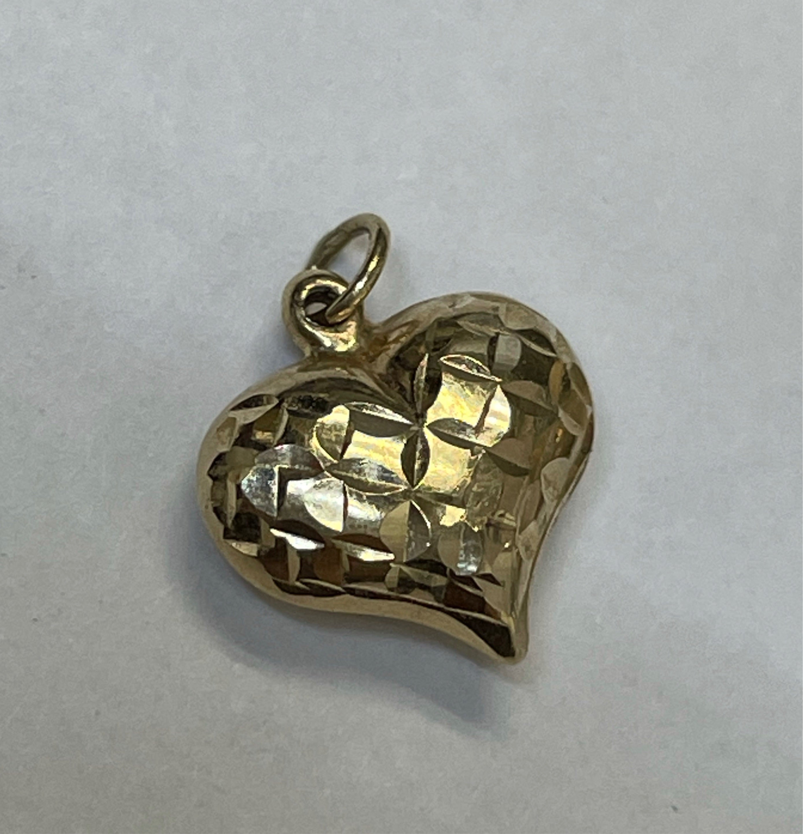 14K Yellow Gold Puffy Heart Pendant Charm