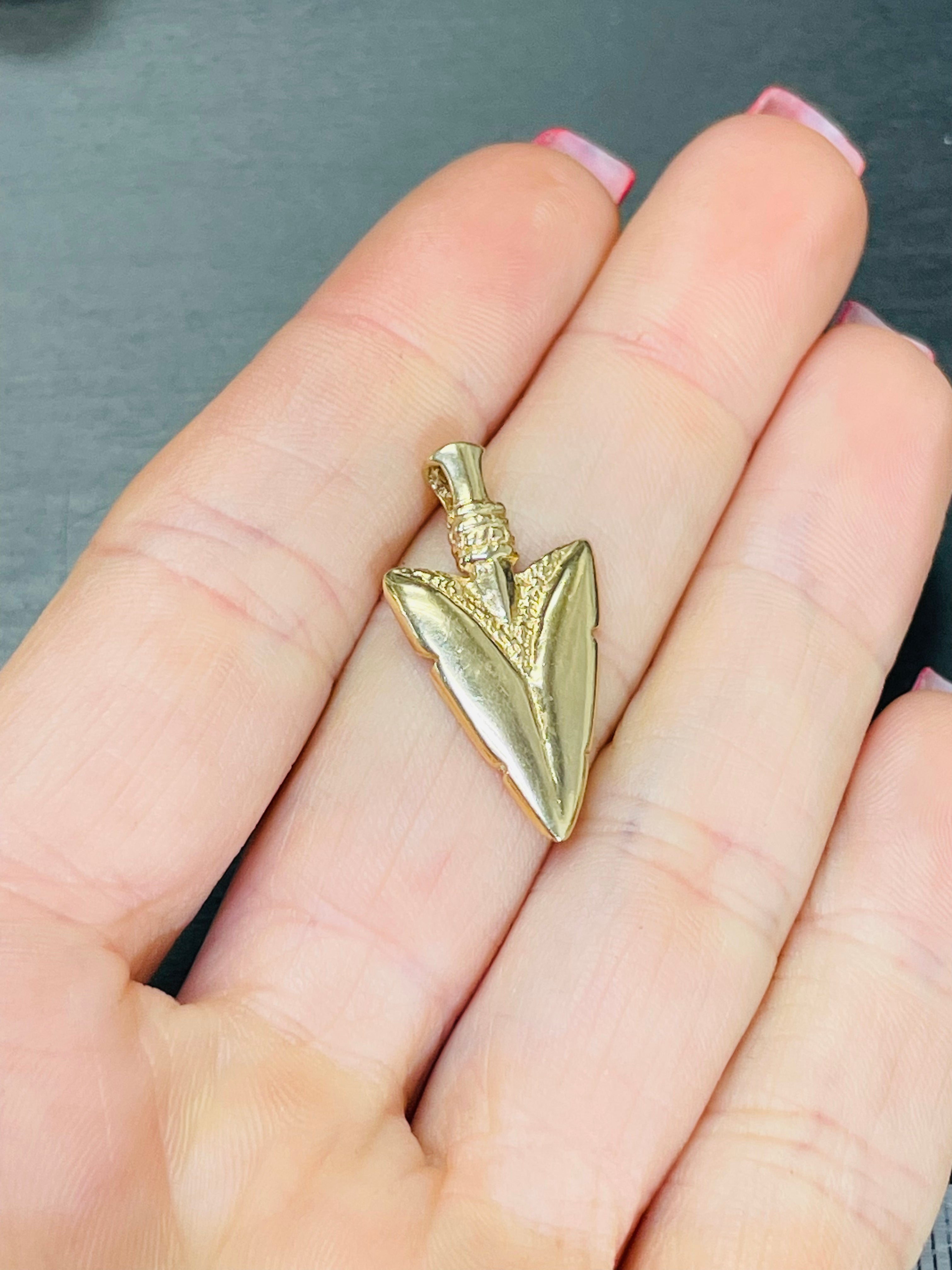 Awesome Arrowhead 14K Yellow Gold Charm Pendant