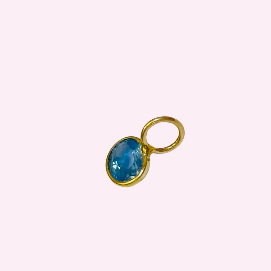 14K Yellow Gold Sapphire Pendant Gem Charm