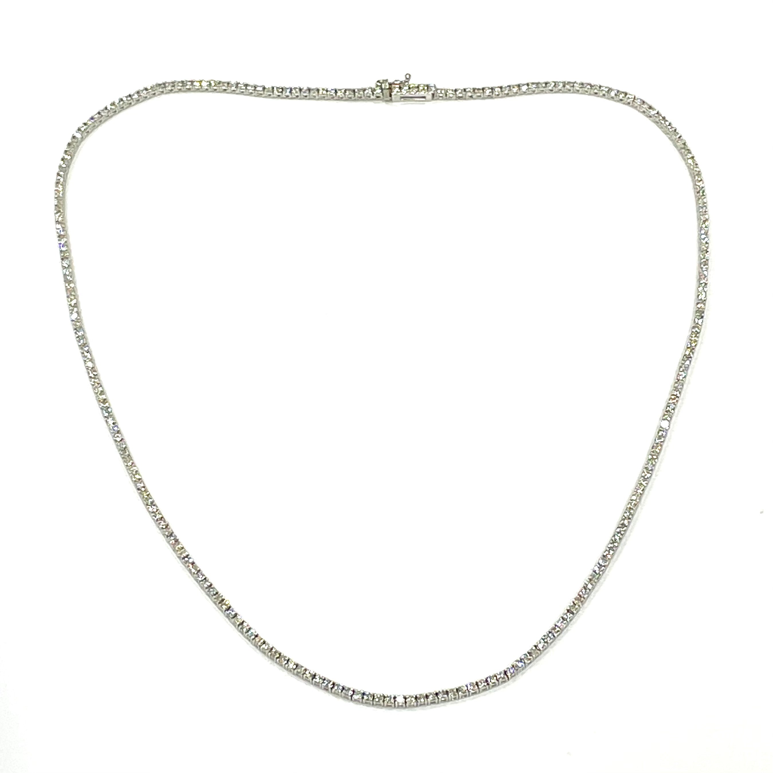4.51CT Diamond Tennis Necklace 14K White Gold 16.5"