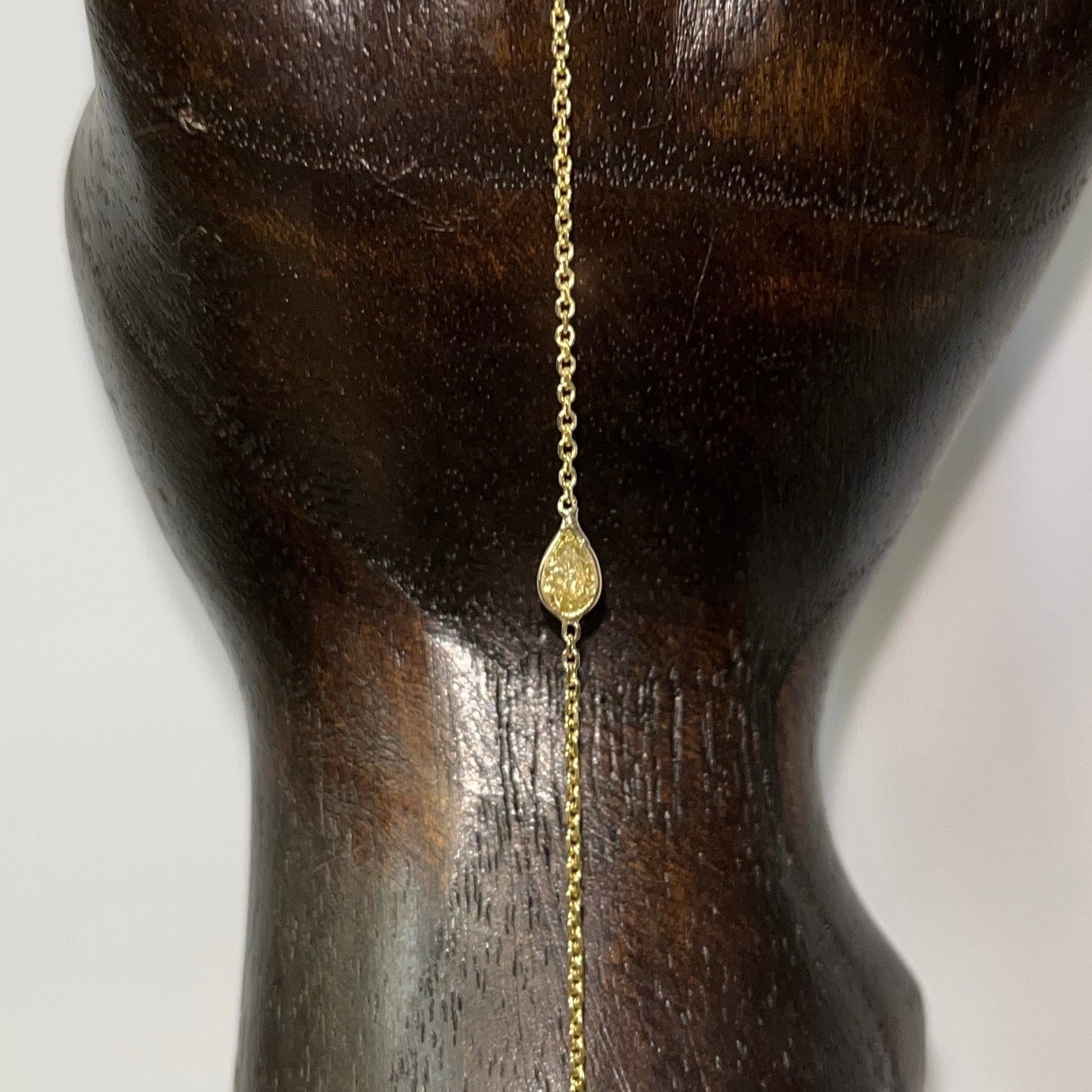 Yellow Pear Cut Diamond Hand Chain in Solid 14K Yellow Gold